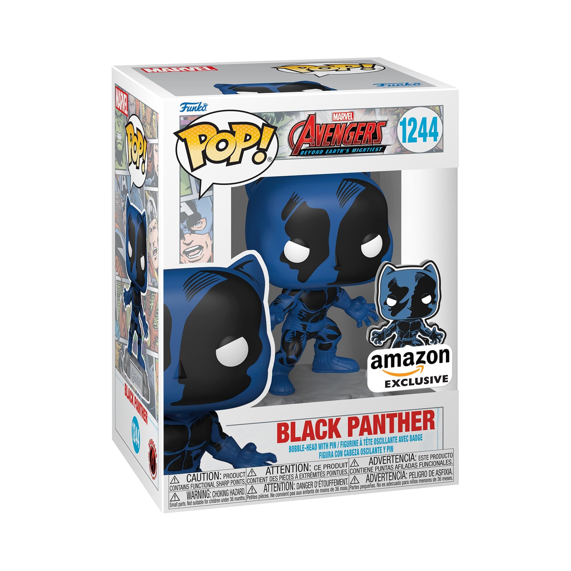 POP! Marvel: A60- Comic Black Panther With Enamel Pin - Marvel Comics - Amazon Exclusive - Collectable Vinyl Figure - Gift Idea - Official Merchandise - Toys for Kids & Adults