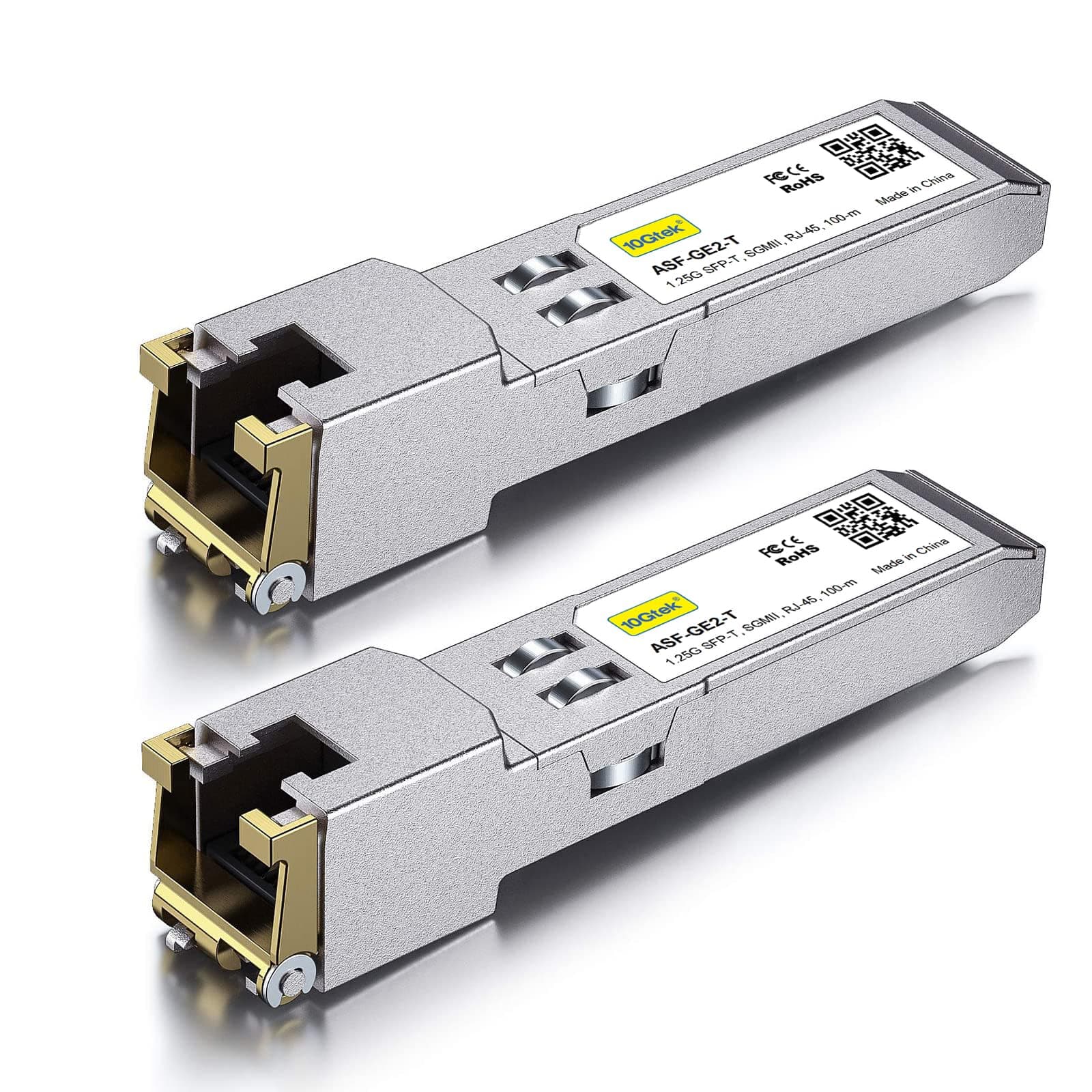 10Gtek 𝟭𝟬/𝟭𝟬𝟬/𝟭𝟬𝟬𝟬𝗕𝗮𝘀𝗲-𝗧 𝗖𝗼𝗽𝗽𝗲𝗿 𝗦𝗙𝗣, Auto-Negotiation SFP to RJ45 Mini-GBIC Transceiver or Cisco GLC-T(10/100/1000)/SFP-GE-T(10/100/1000) Pack of 2