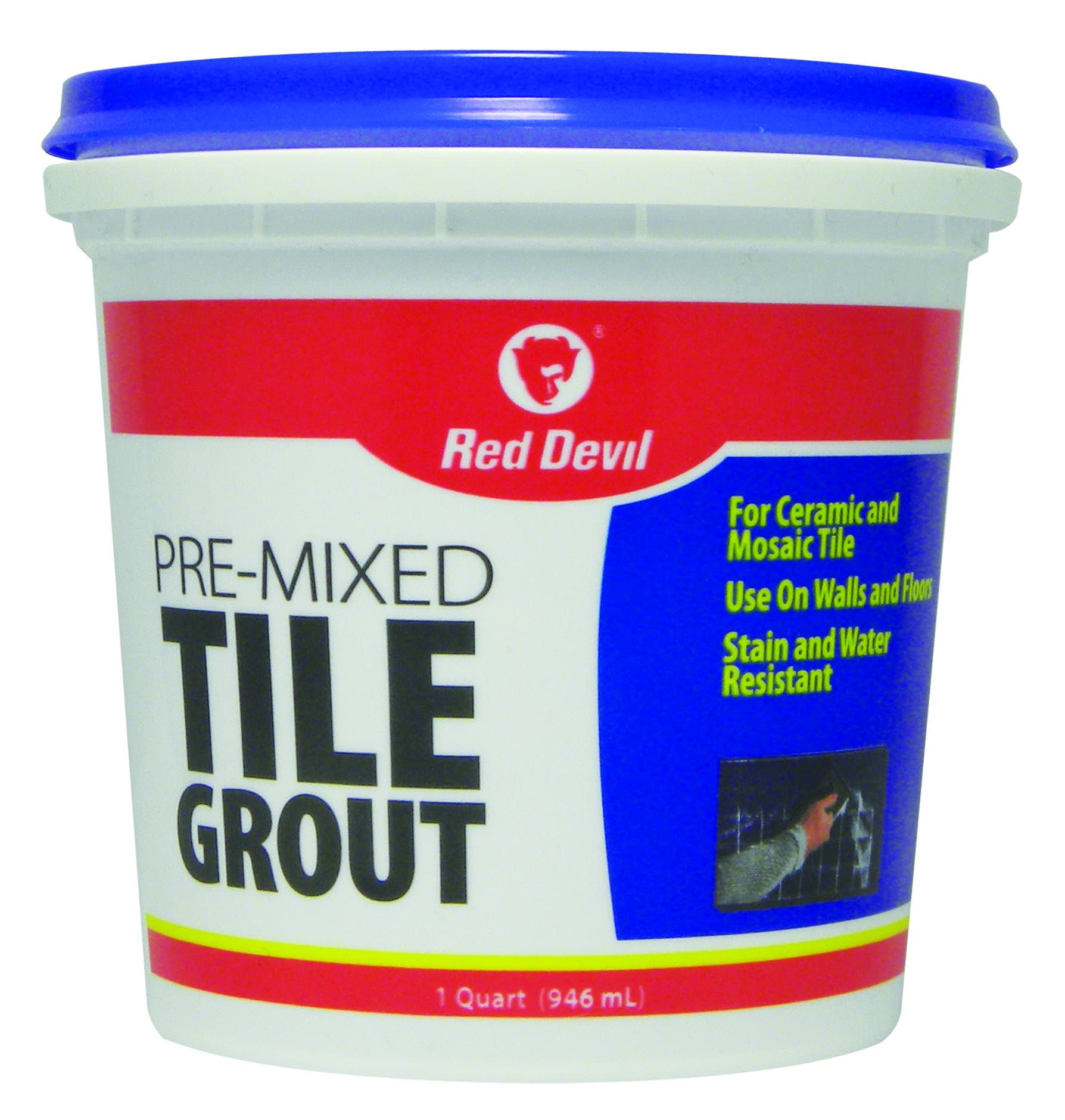 0424 Pre-Mixed Tile Grout - Professional Quality, Excellent Adhesion, Ideal for Wall & Floor Use - 1 Quart, White, Pack of 6, Made in USA