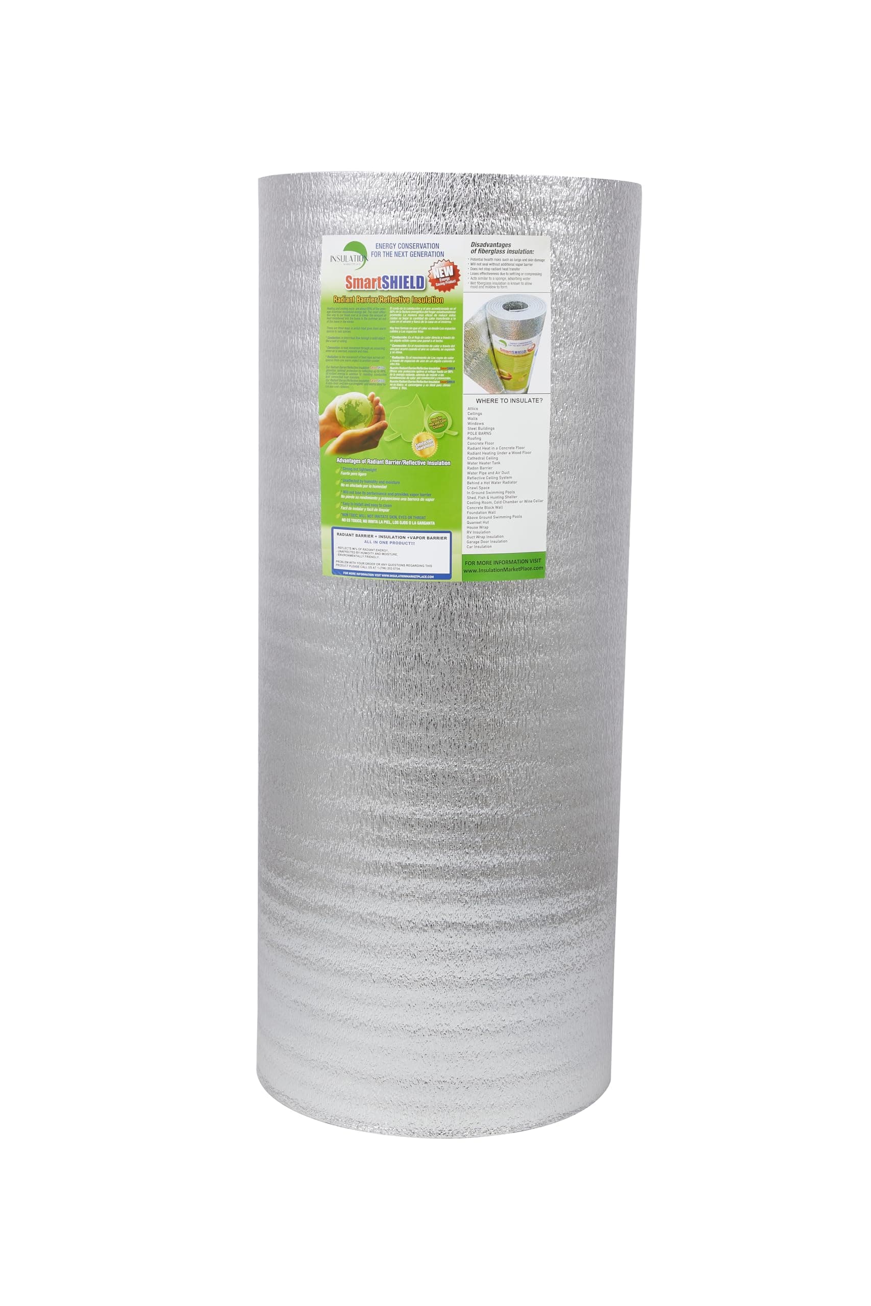 SmartSHIELD -5mm 48''X100ft R17 Reflective Insulation Roll, Foam Core Radiant Barrier, Thermal Foil Insulation - FOIL / FOIL