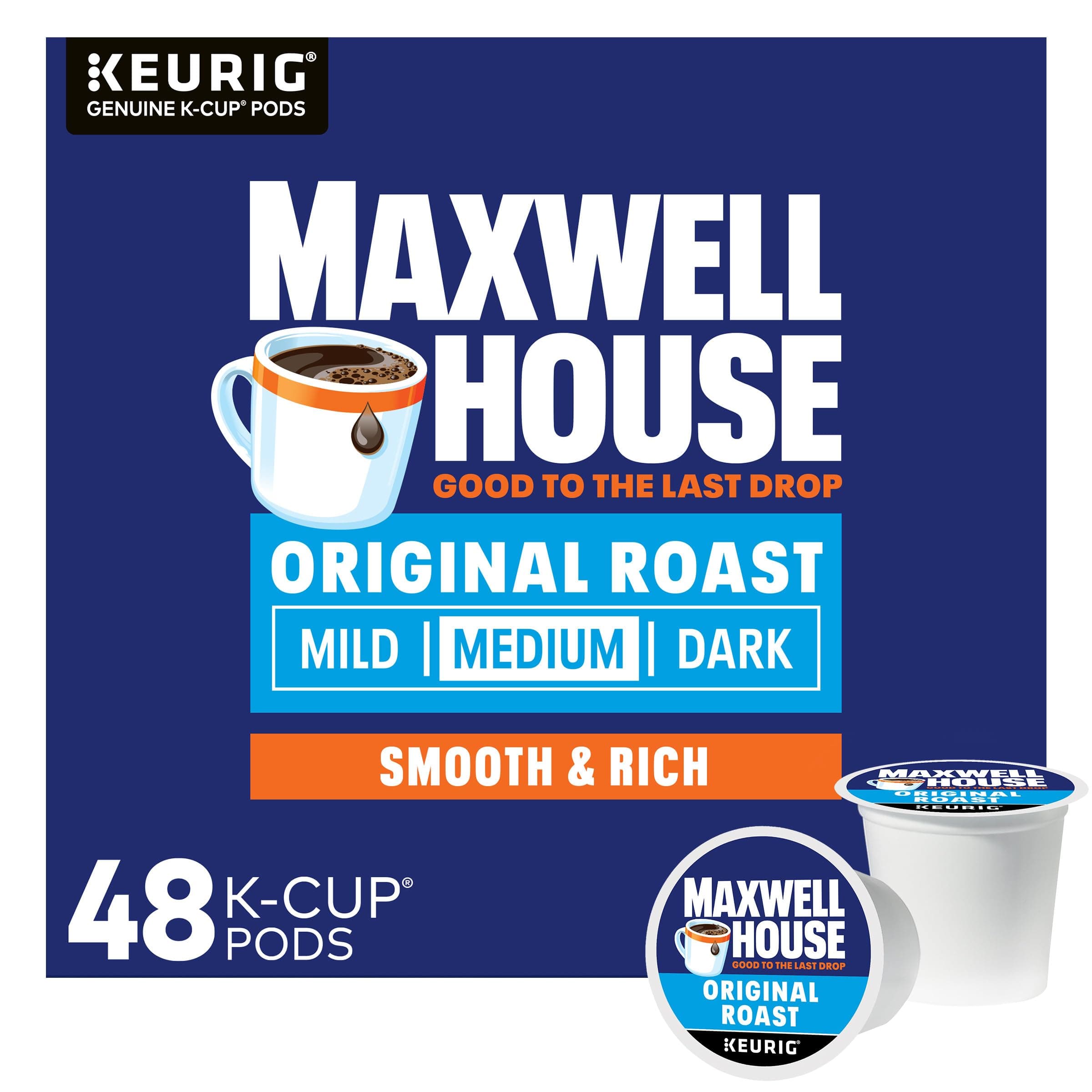 Maxwell House Original Roast Medium Roast K-Cup Coffee Pods, 48 ct Box