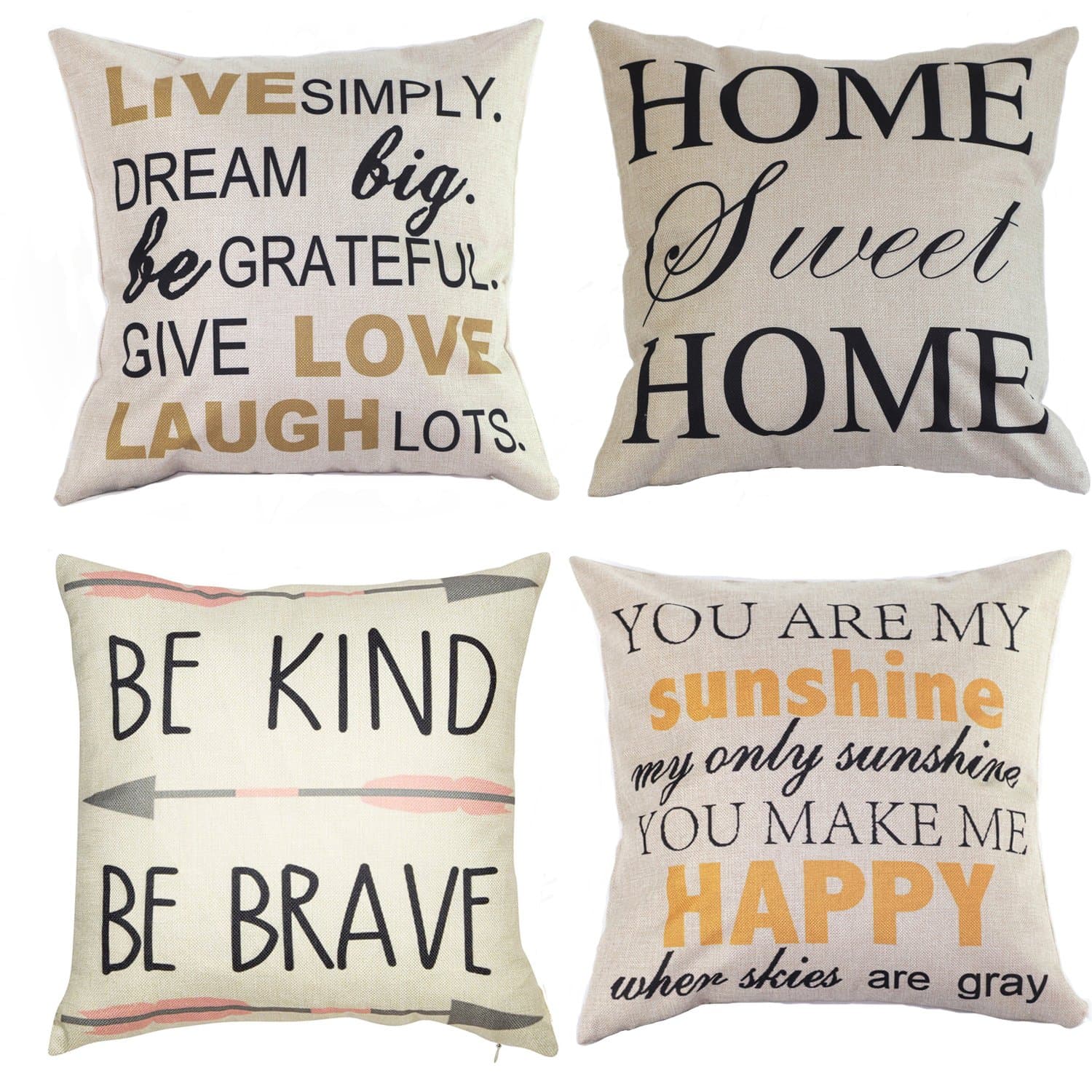 Wonder4 Autumn Fall Decor Throw Pillow Cases 4P (J)