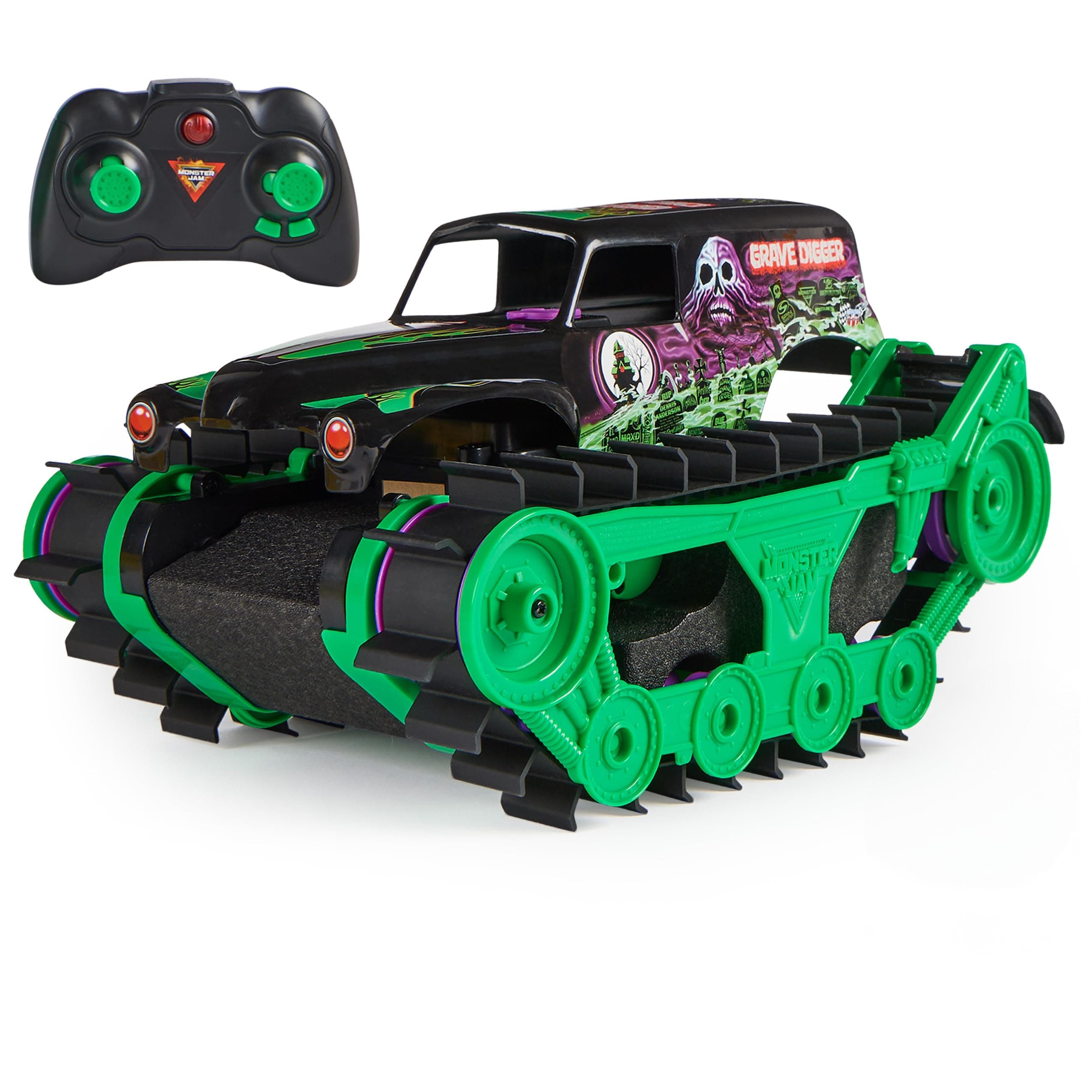 Official Grave Digger Trax All-Terrain Remote Control Outdoor Vehicle, 1:15 Scale, Kids Toys for Boys and Girls Ages 4 and up