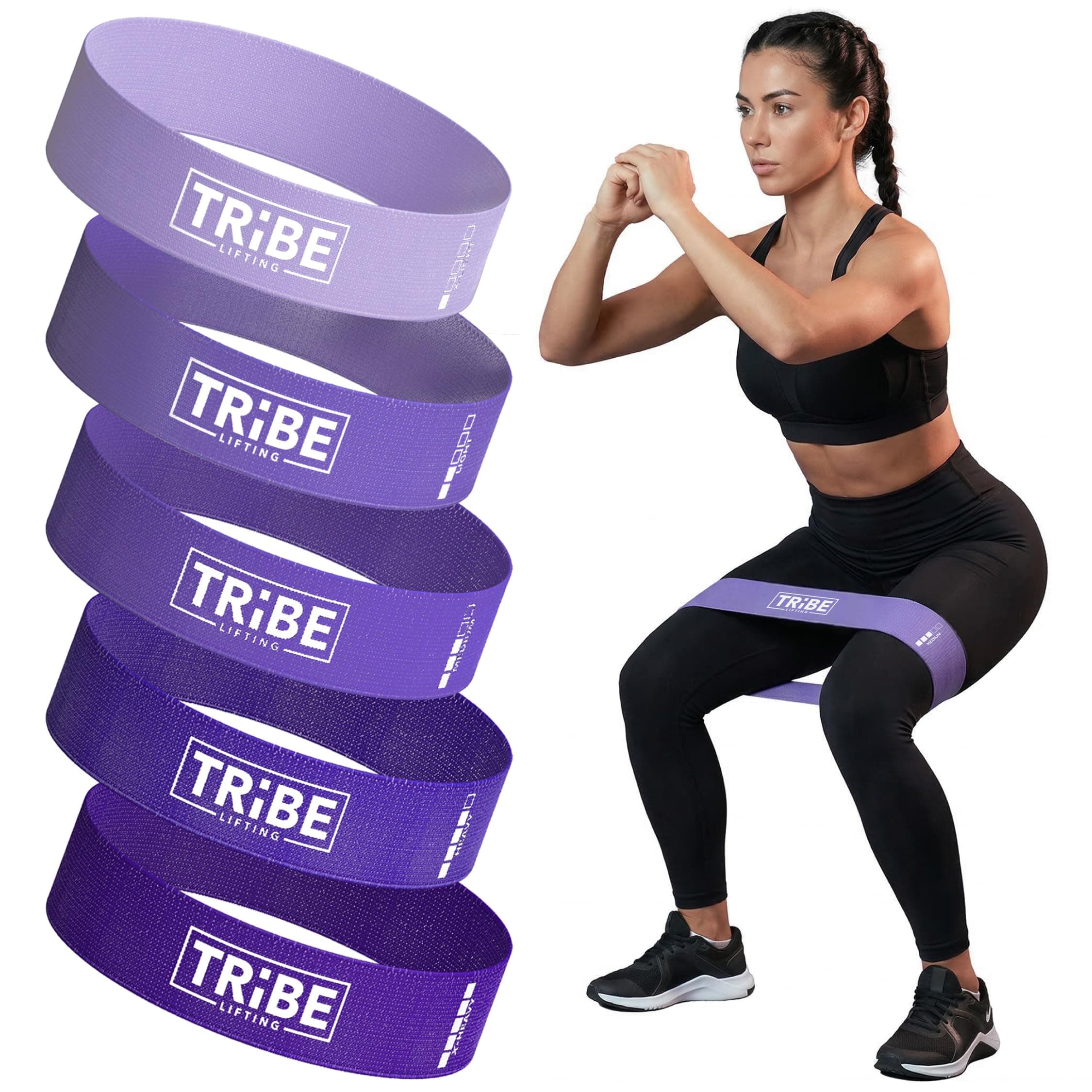 Fabric Resistance Bands for Working Out - 5 Exercise Bands Set for Legs and Glutes - Booty Bands for Women and Men - Thick Cloth Workout Bands for Physical Therapy, Hip Training