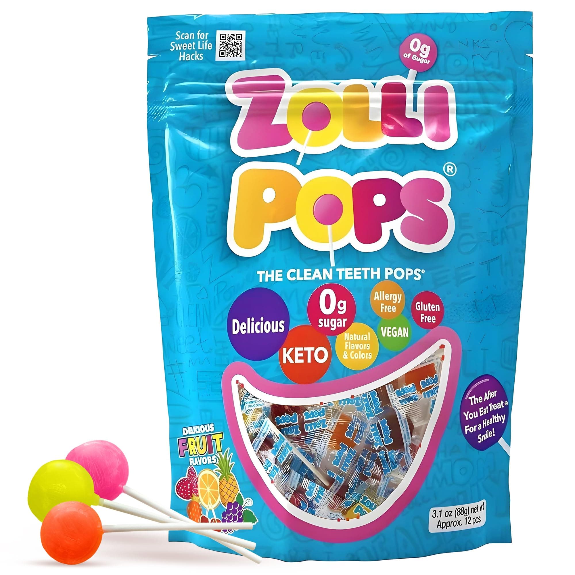 Clean Teath Pops Mix Fruit, 3.1 oz.