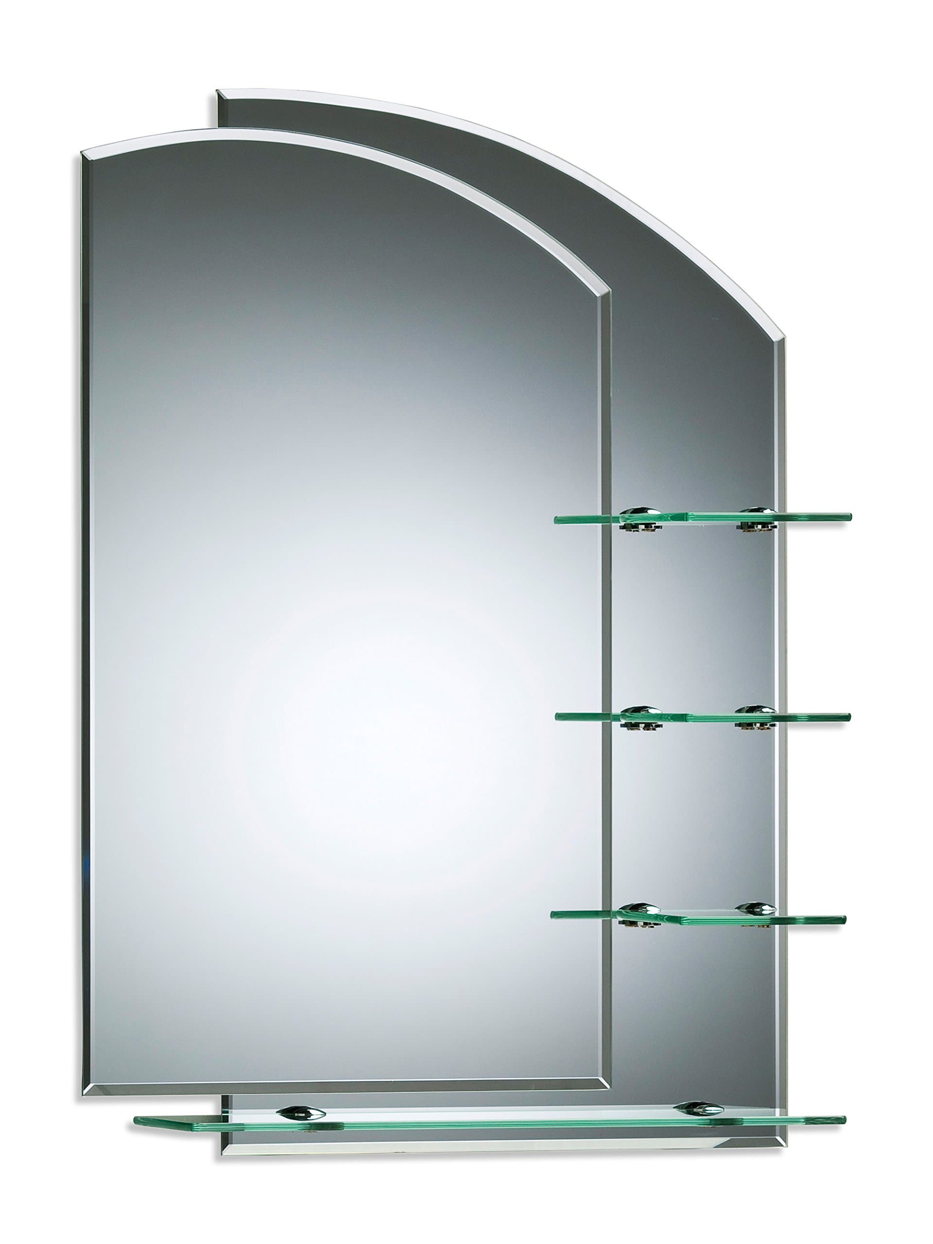 Neue Design Bathroom Mirror 60cm x 43cm, Double Layer with Stunning Design, Wall Mounted Shelves, Sizes 70cm x 50cm or 60cm x 43cm