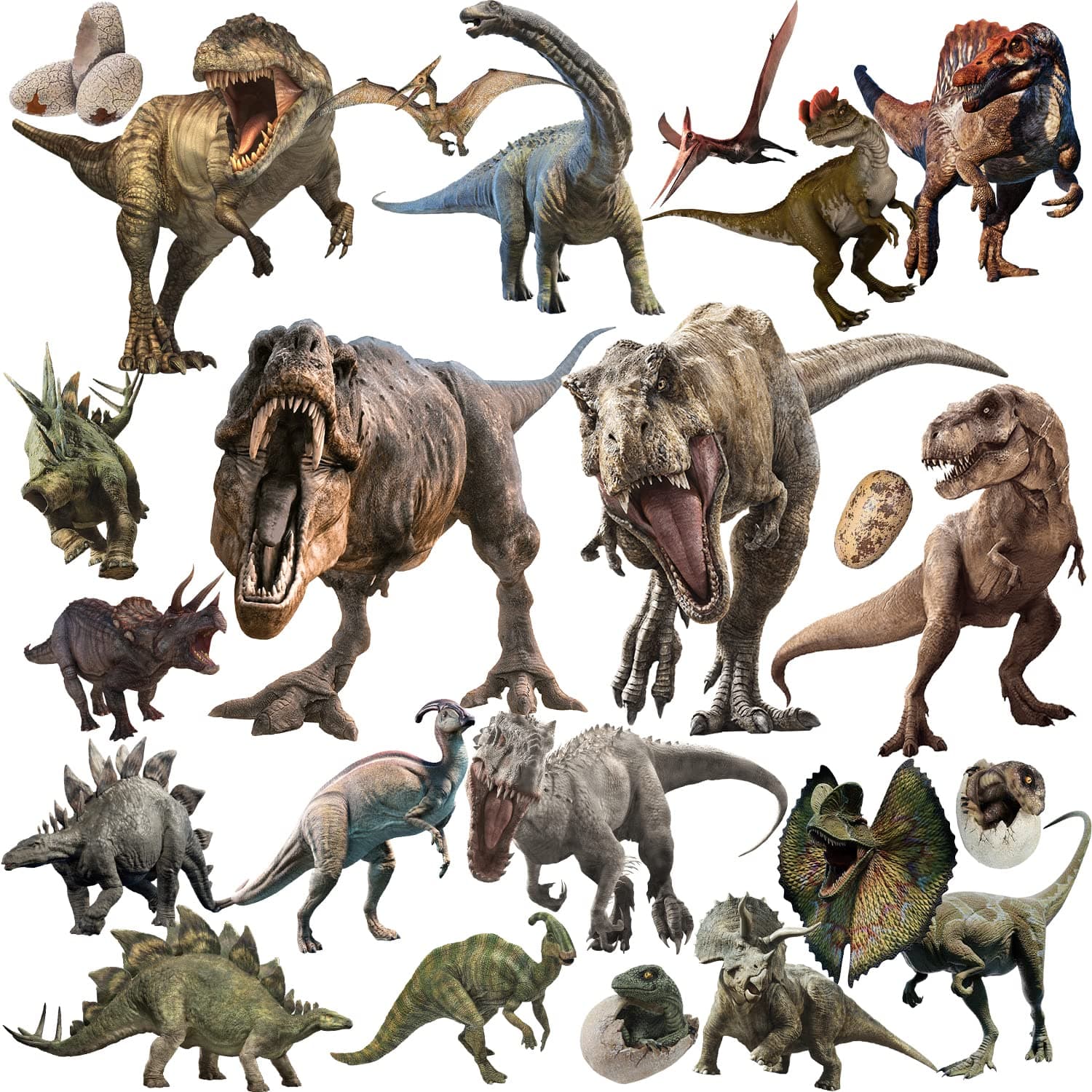 22 Dinosaur Wall Decals - Peel & Stick Removable Dinosaur Wall Stickers for Boys, Kids, Adults & Home Decoration