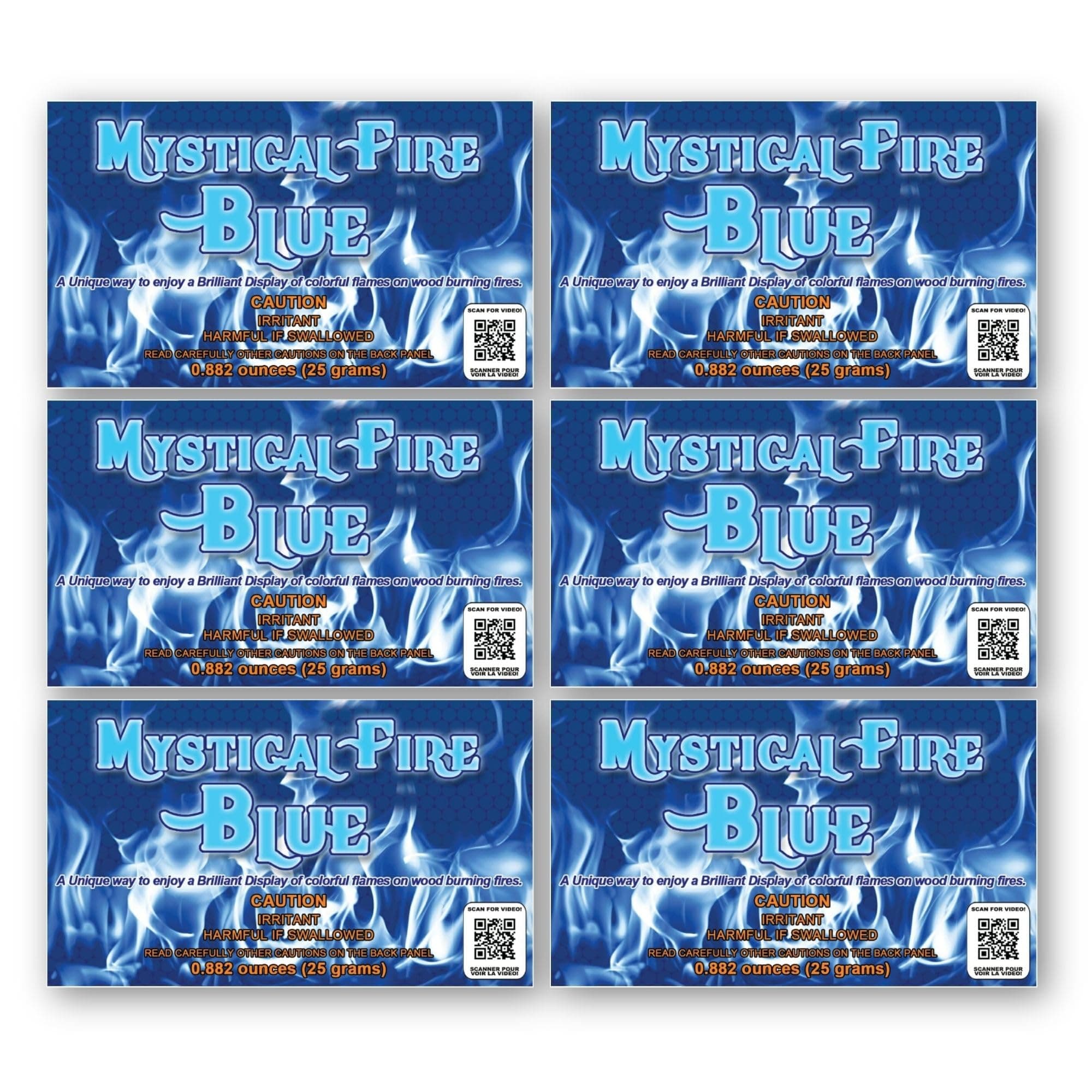 Mystical Fire Campfire Fireplace Colorant Packets (6 Pack, Mystical Fire Blue)