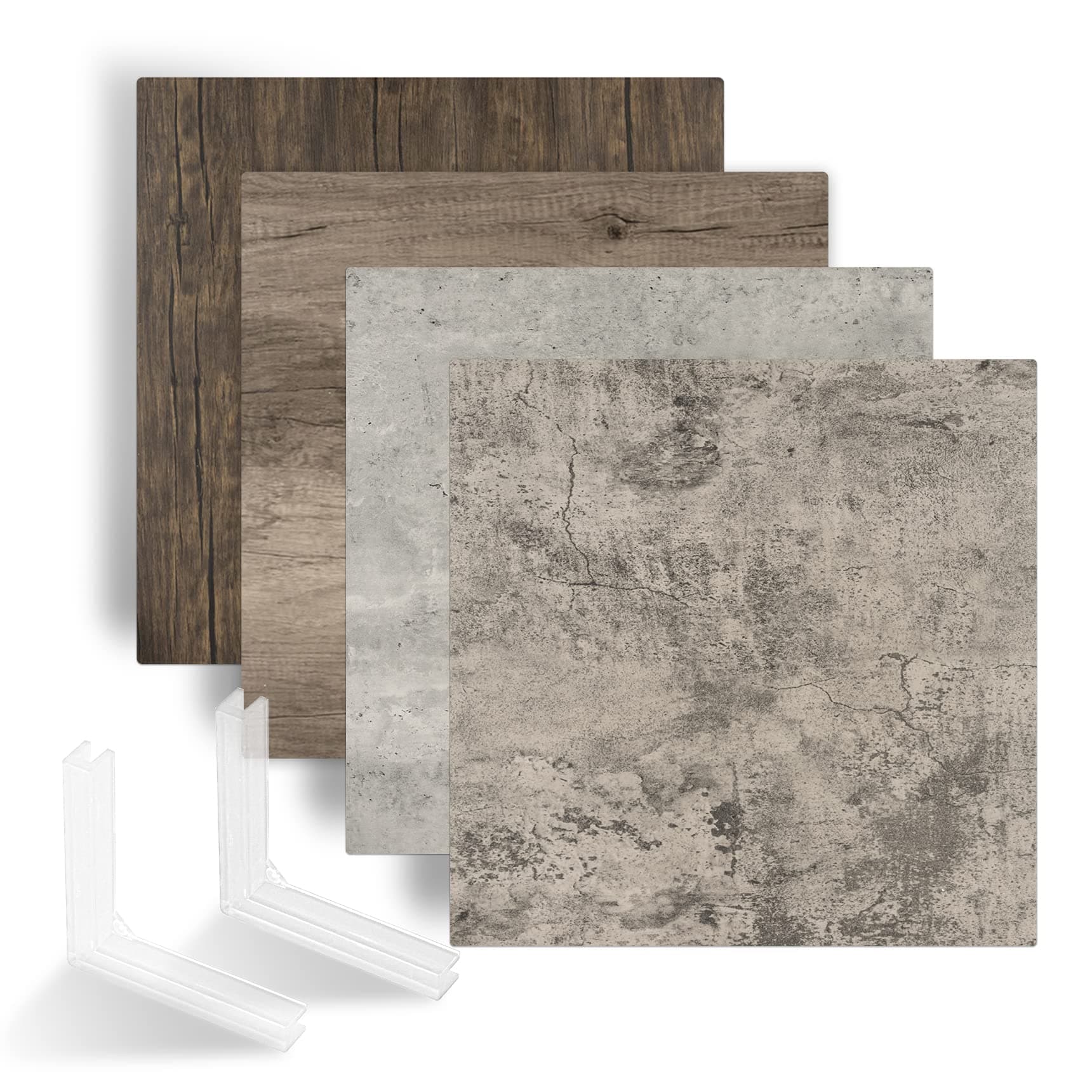 2 Pcs 21.6in/55cm Photo Backdrop Boards, Double Sided Wood & Cement Texture Realistic Surface Background for Flat Lay Food, Tabletop Product Photography Grey