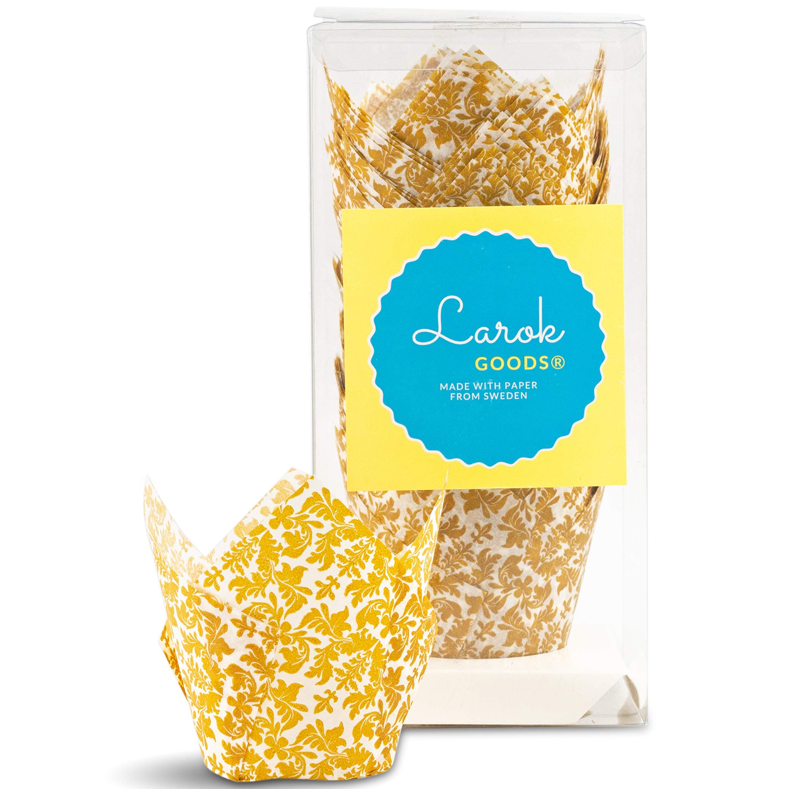 Tulip Baking Cupcake Liners: 100 Liner Count Cupcake and Muffin Wrappers (White Gold Leaf)