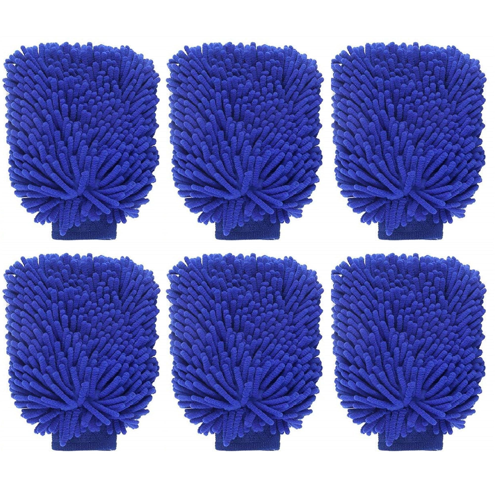 ALOUD CREATIONS 6 Pc Double Sided Microfiber Cleaning Gloves | Car Wash Mitt for Cleaning and Dusting | Chenille Mitt Cleaning Gloves | Extra Large, Professional Grade | Multi Colour