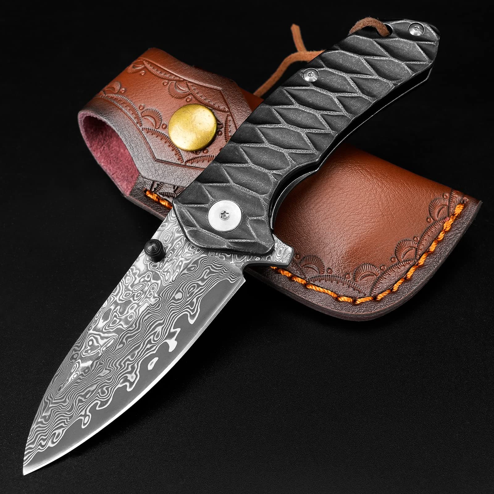 Damascus Pocket folding knife