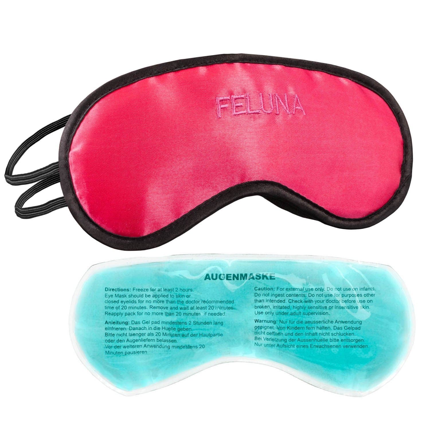 Sleeping mask with Cooling pad Sleeping Eye mask Night mask Sleeping Goggles with Adjustable Rubber Band and Silk Touch Cooling pad Helps with migraine, Headache & Allergies (Red)