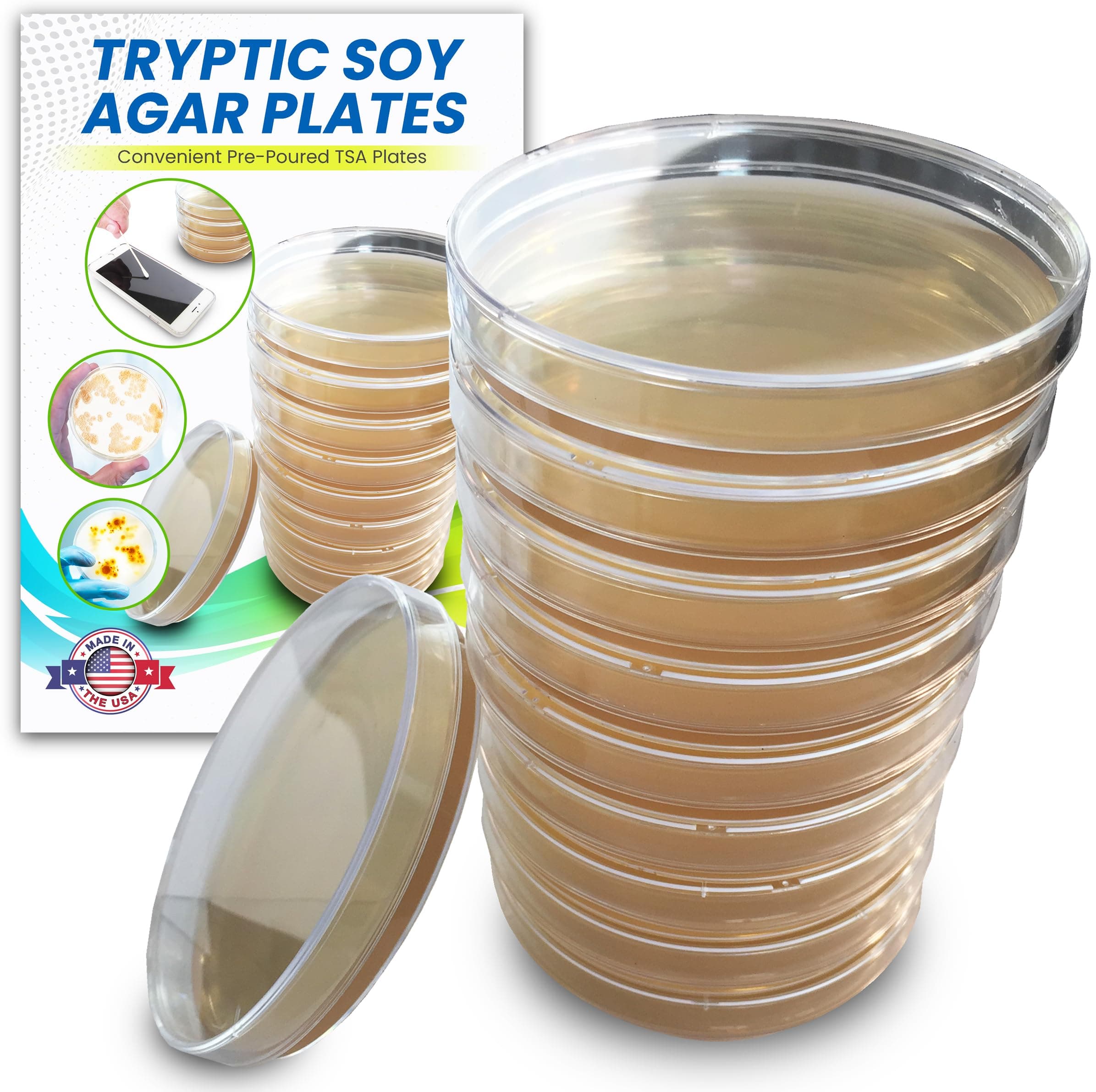 Tryptic Soy Agar (TSA) Plates by Evviva Sciences - Prepoured TSA Petri Dishes - Excellent Product and Performance - Top Science Kit for Science Fair Projects- Intended for Ages 15 & Older