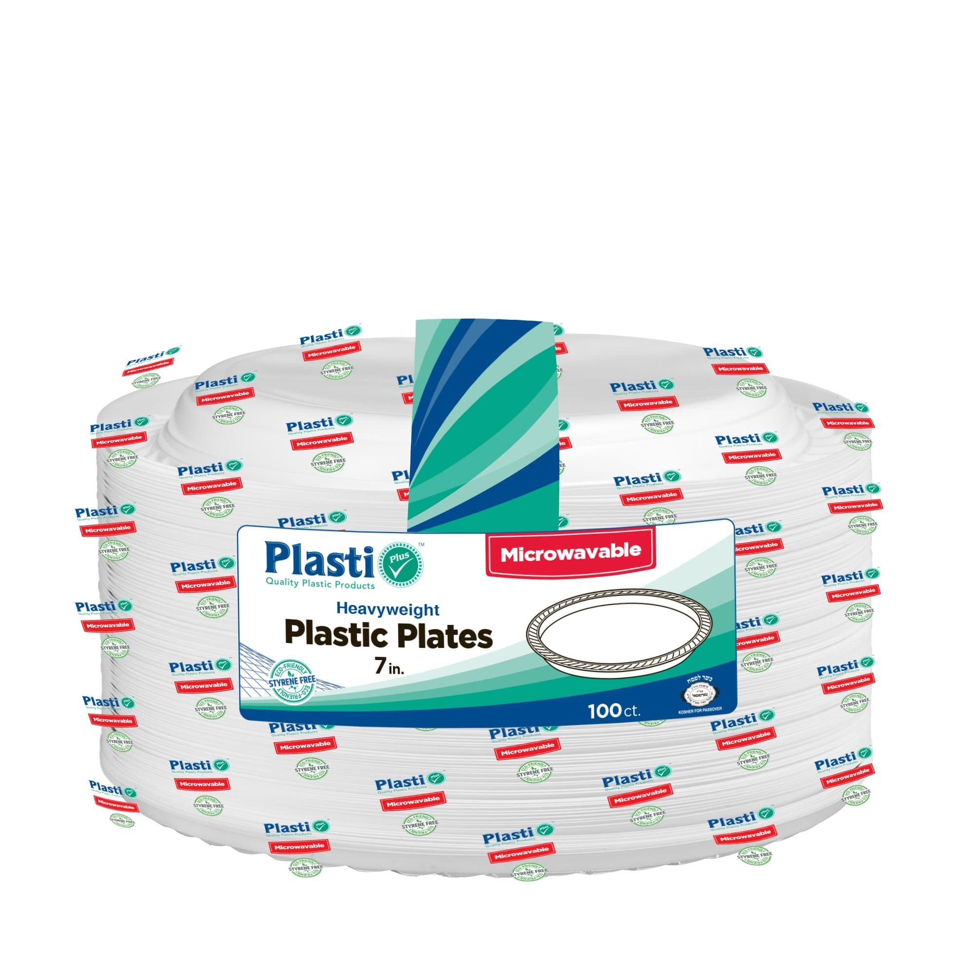 Disposable Plastic White 7-Inch Heavy Weight Plates, 100 Count