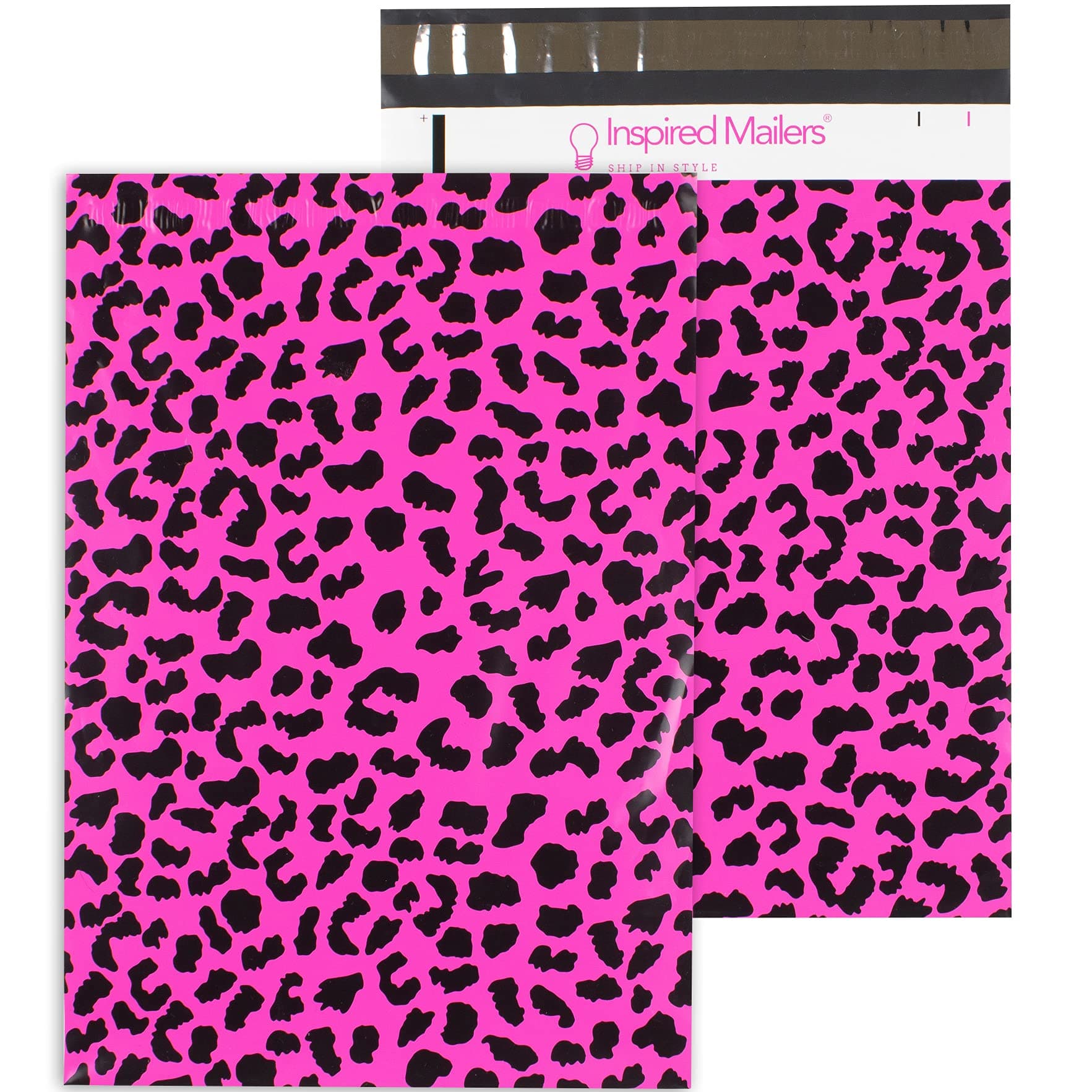Inspired Mailers - Large Poly Mailers 14.5 x 19-50 Pack - Hot Pink Cheetah - Large Shipping Bags for Clothing - Large Mailing Envelopes - Shipping Envelopes - Mailers Poly Bags