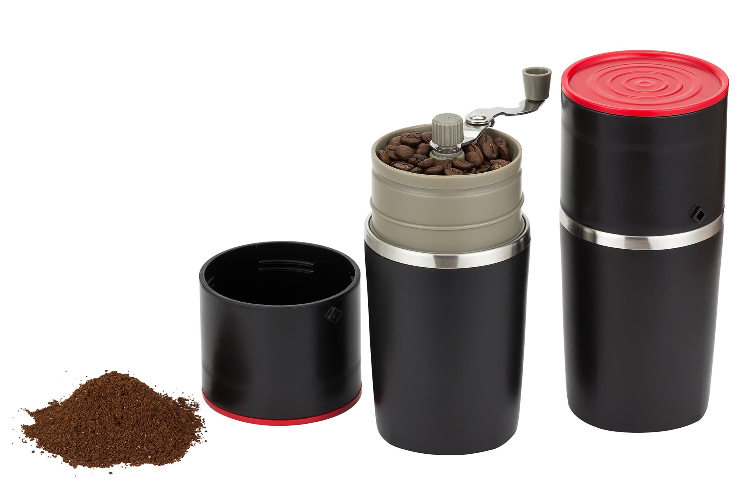 Infinite Coffee's Grind and Brew Master - Manual Coffee Grinder and Bonus Portable Coffee Brewer - Unique Manual Ceramic Burr Coffee Grinder that Can Also Brew