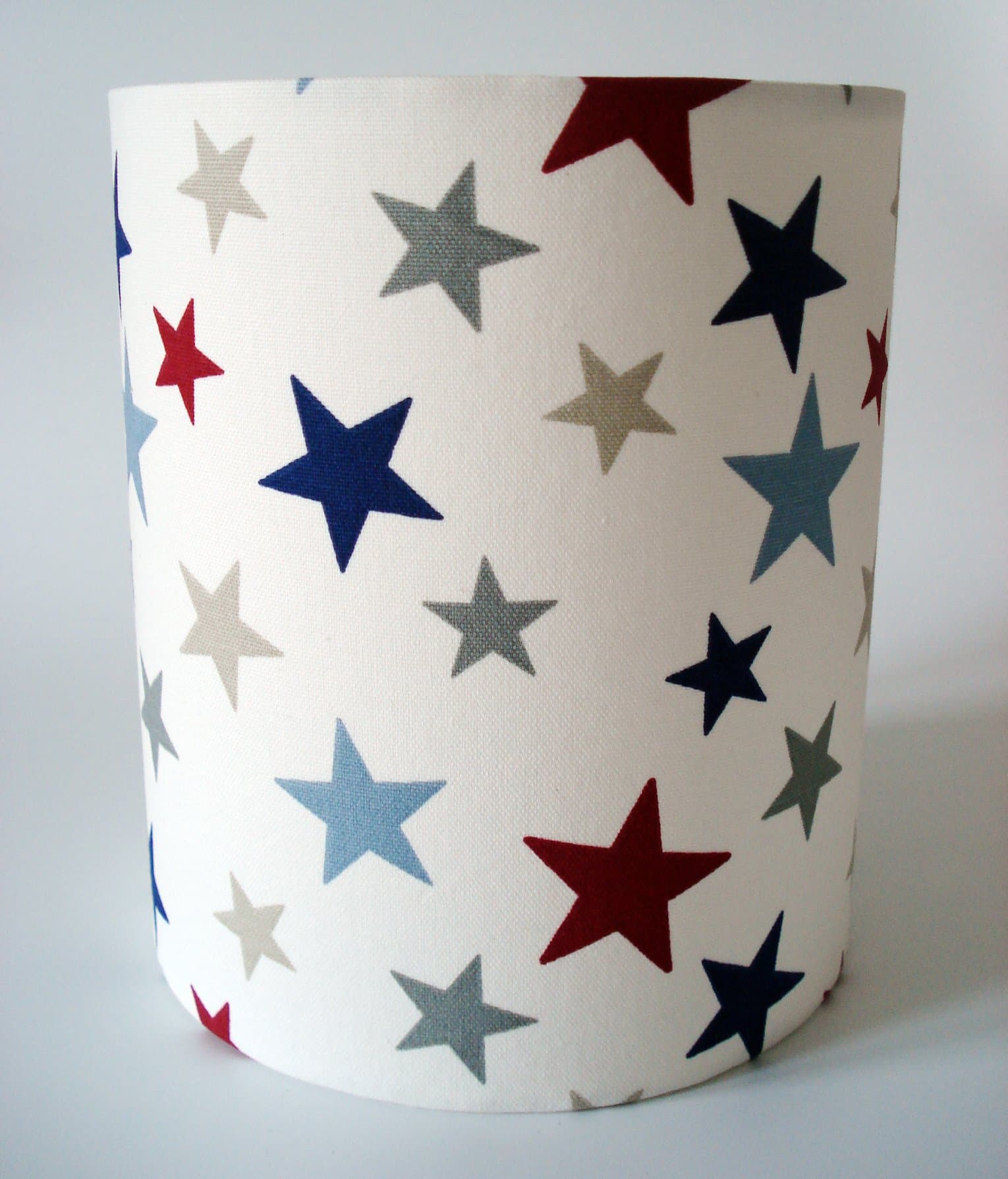 Star Fabric Lampshade Medium Red Blue Grey Stars
