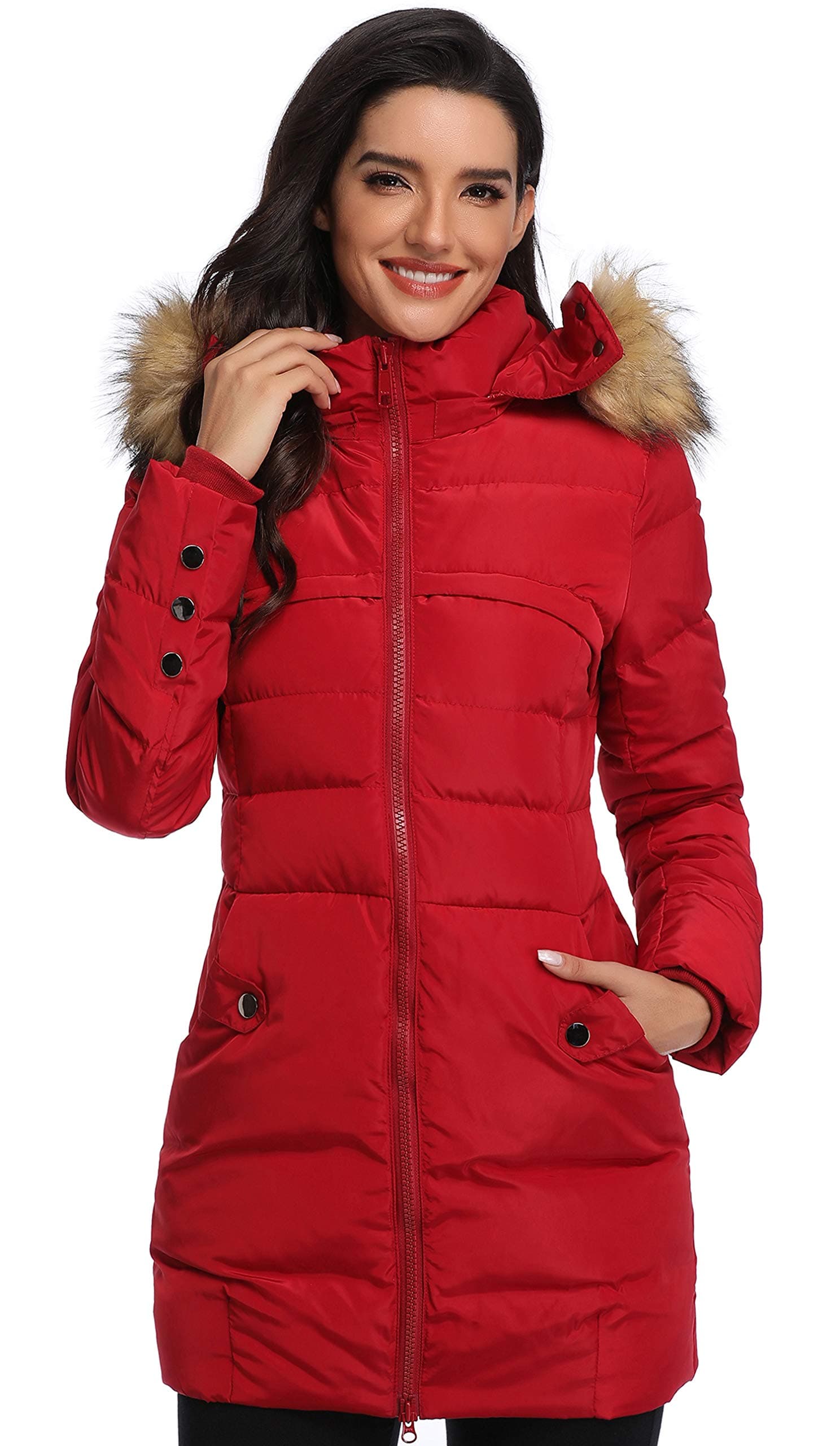 EpsionWomen's Hooded Thickened Long Down Jacket Winter Down Parka Puffer Jacket