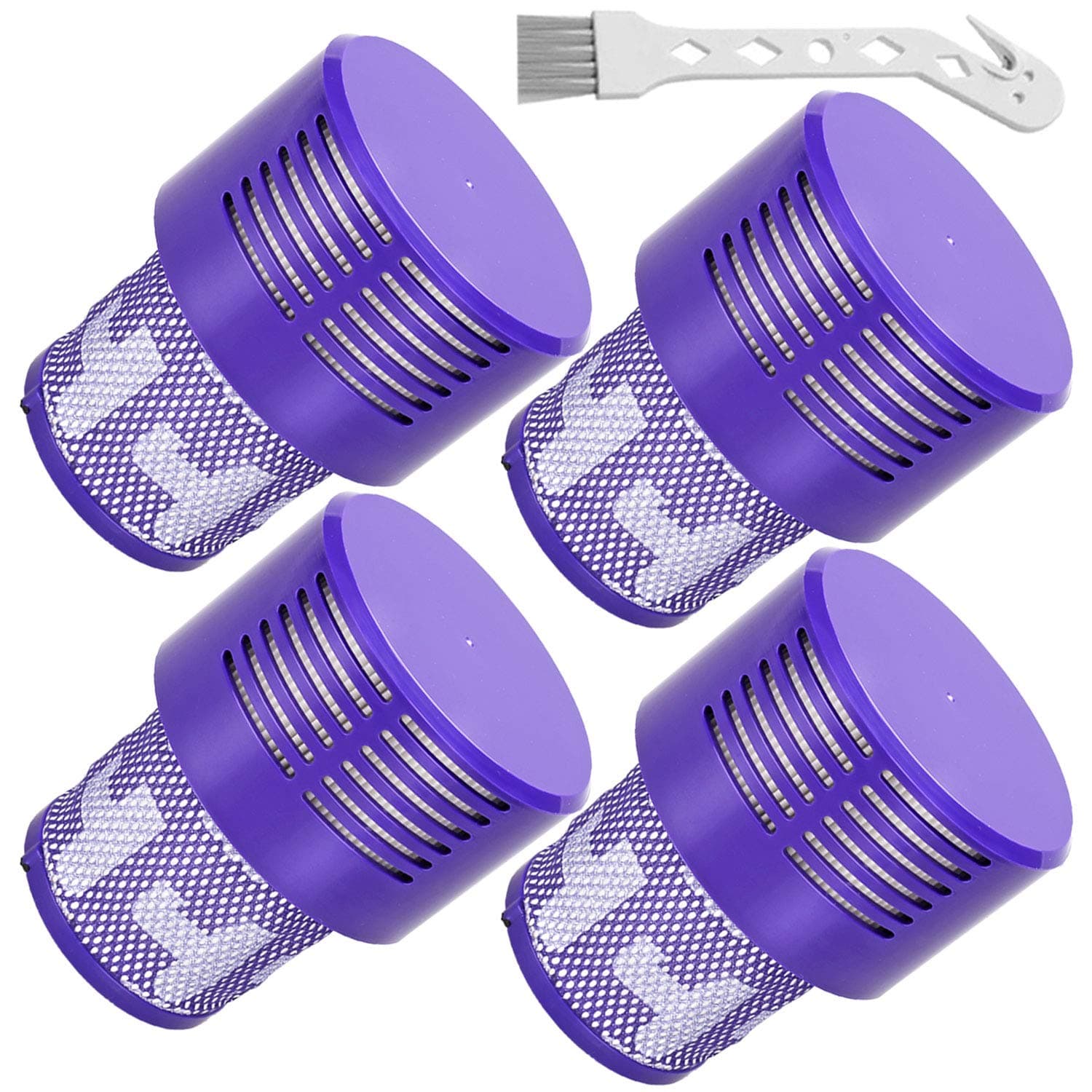 V10 Filters for Dyson V10 Cyclone Series, 4 Pack Plus 1 Clean Brush, Compatible with V10 Absolute, Animal, Total Clean, SV12, Replace Part No. 969082-01