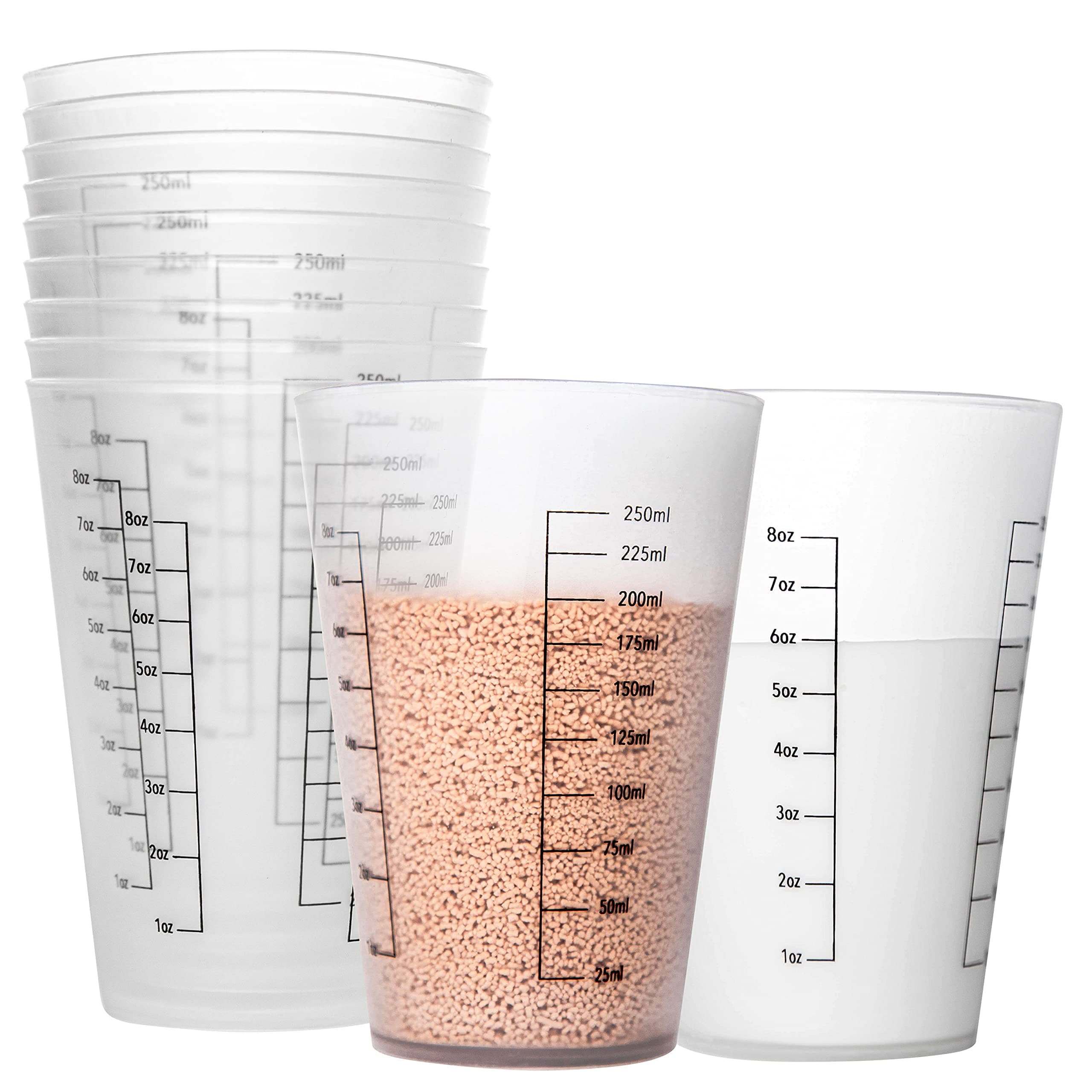 4 pcs 8oz Reusable Plastic Measuring Cups Liquid Paint Mixing Measure Cups for Kitchen Cooking