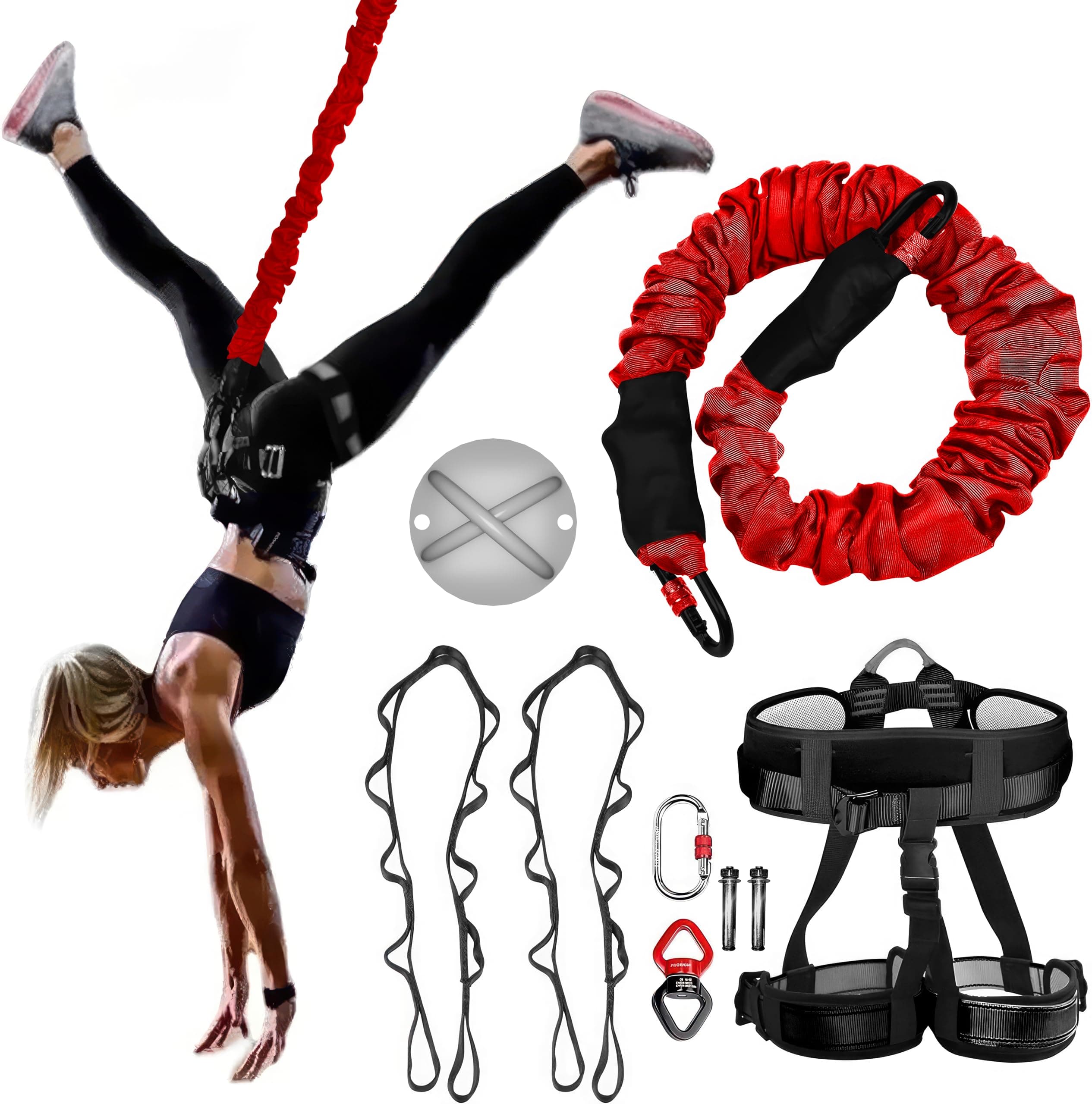 B Fit Upgraded Version Heavy Bungee Resistance Band Set Gravity Yoga Bungee Cord Resistance Belt Set 4D Bungee Dance Rope Workout Fitness Home Gym (65-75 Kgs Weight Class : 3)