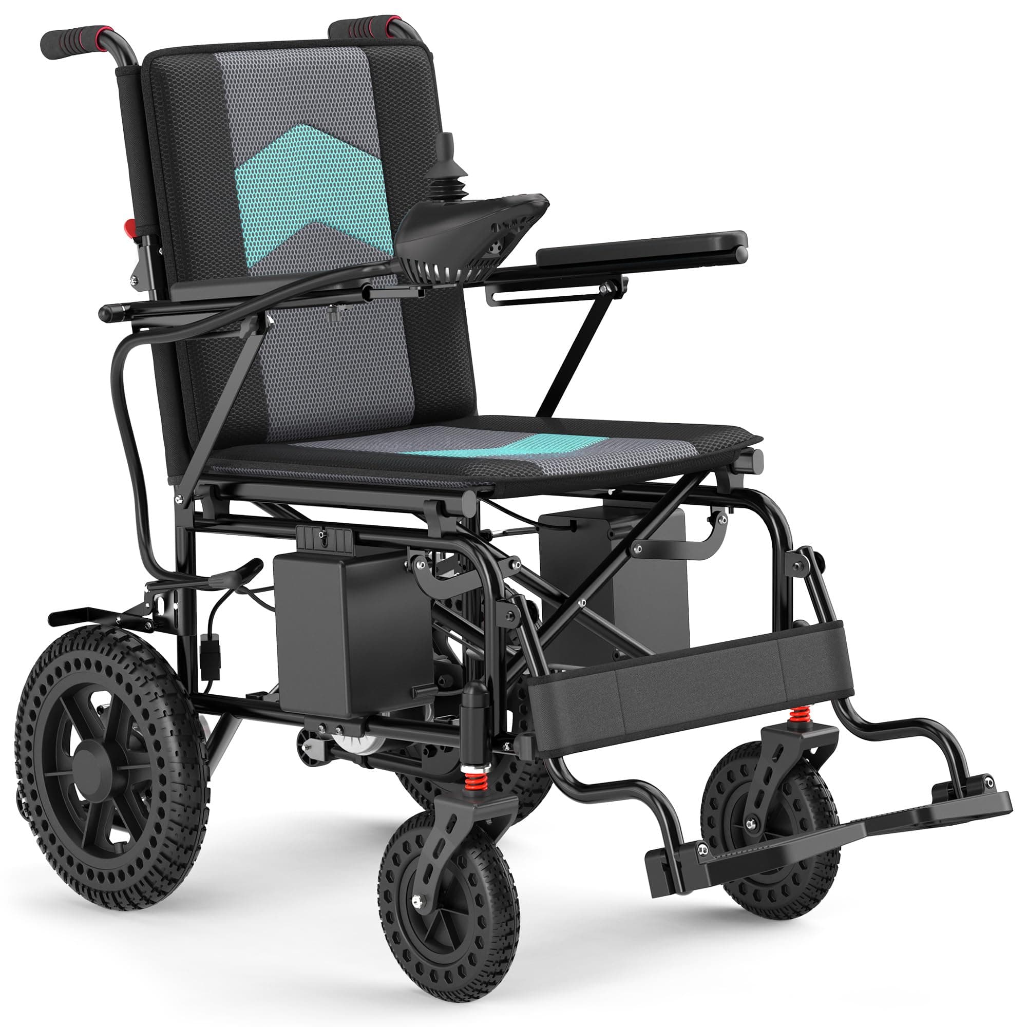 Foldable Electric Wheelchair for Adults, Lightweigh Electric Wheelchair, Dual Motors 500W, All Terrain Motorized Mobility Scooters for Seniors, 15 Miles Range, Travel Size (300 Lbs Capacity)