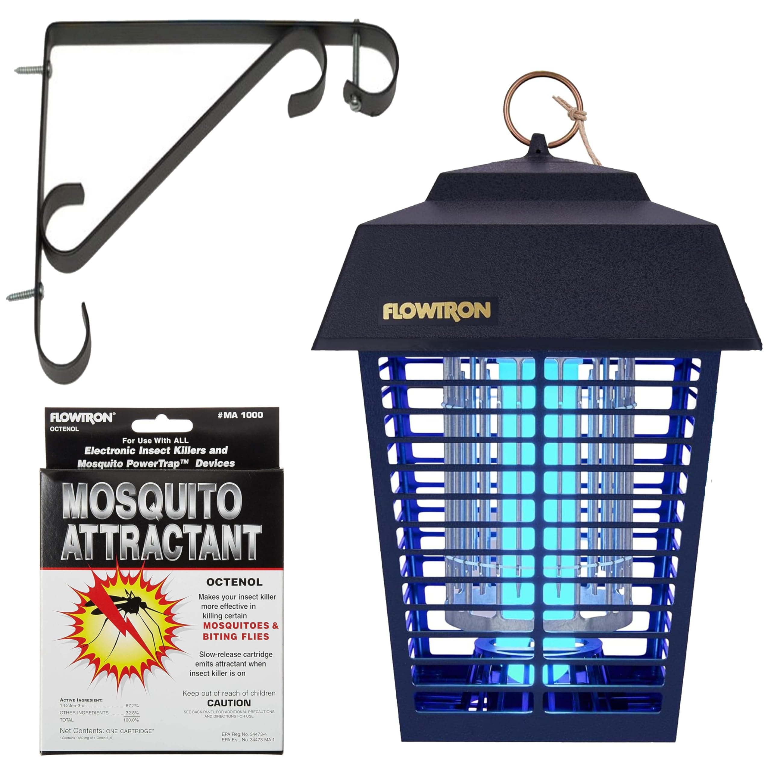 Bug Zapper, 1/2 Acre of Outdoor Coverage with Powerful 15W Bulb & 5600V Instant Killing Grid, Electric Insect, Fly & Mosquito Zapper With Wall Mounting Bracket & Mosquito Attractant Cartridge