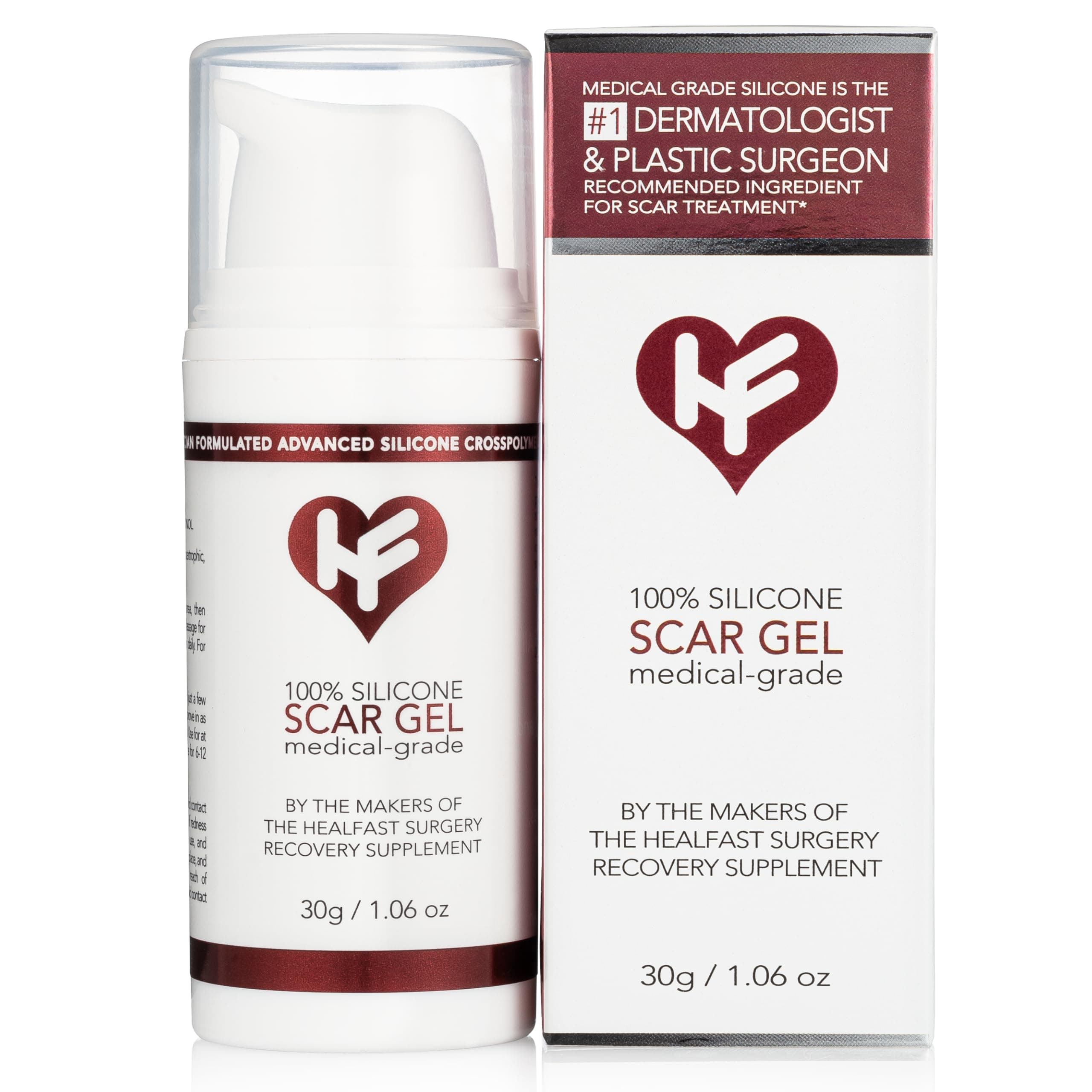 Silicone Scar Gel & Cream for Surgical Scars - Medical Grade Scar Treatment & Removal for Keloid, Acne, Burns, C Section, Stretch Marks - Physician Formulated Advanced Silicone Gel for Scars