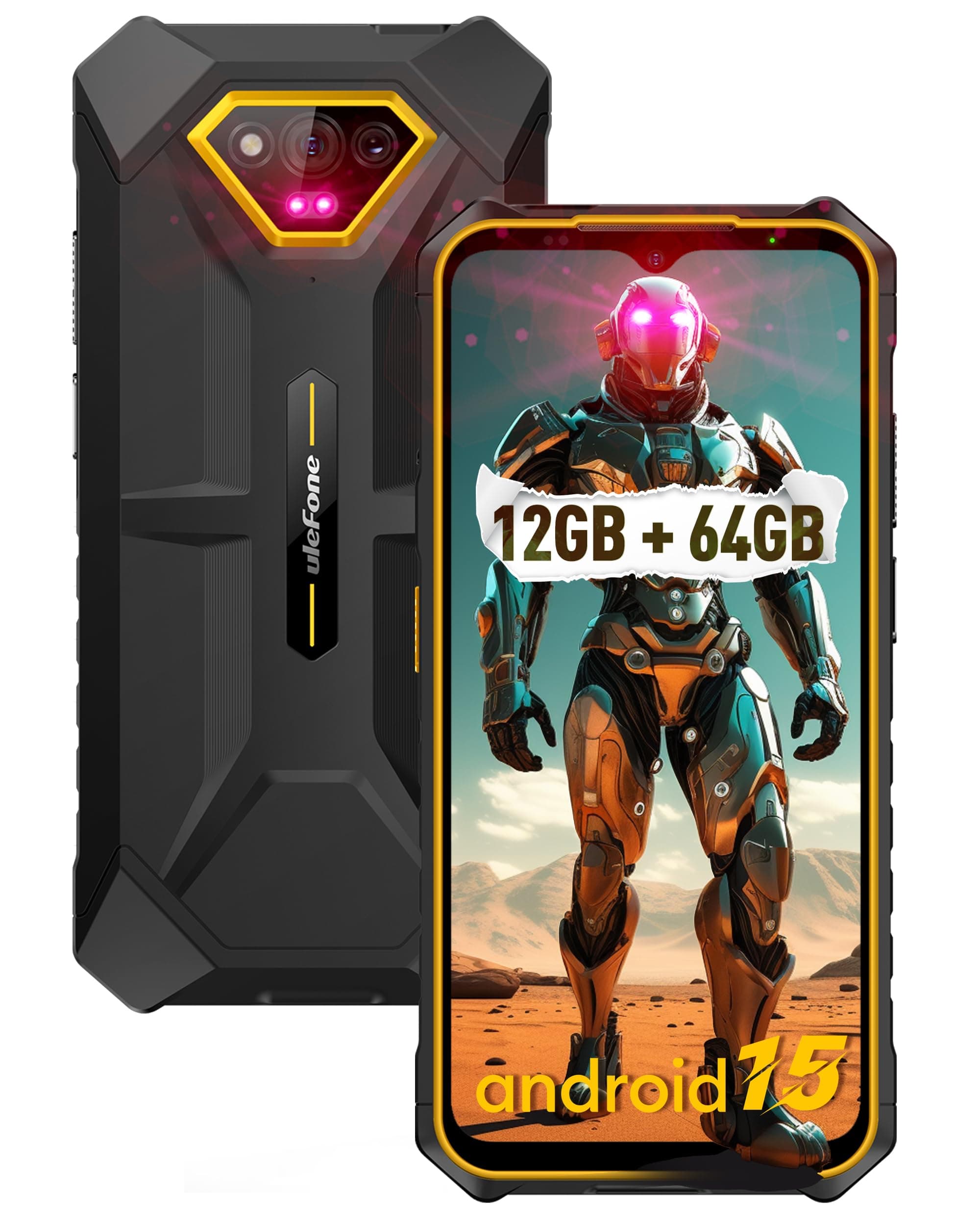 Armor X13 Rugged Smartphone, 50MP+24MP Night Vision Camera, Octa-core 12GB RAM 64GB ROM, 6.52 inch Screen, 6320mAh Battery, Android 15 OS, Global Dual 4G, NFC/OTG/GPS/IP68/IP69K, Orange