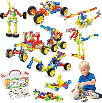 - Huaker Stem Building Toys for 3 4 5 6 7 8 Year Old Boys Girls Kids,125 Pieces Building Blocks Educational Learning Toys with Large Storage Box,Ideal Christmas Birthday Gifts