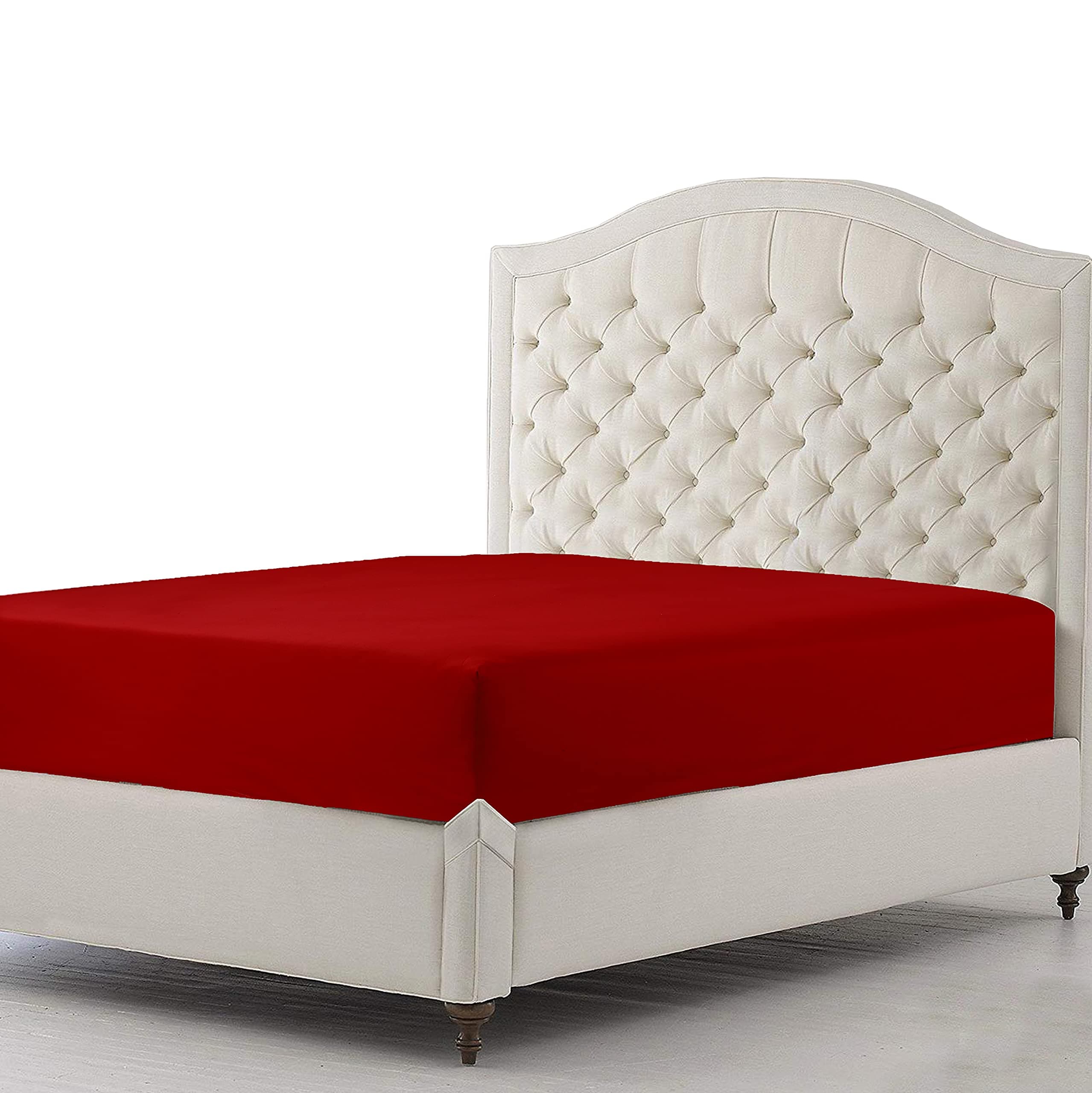 Sapphire collection 300 Thread Count 100% Egyptian Cotton Fitted Sheets (King, Red)