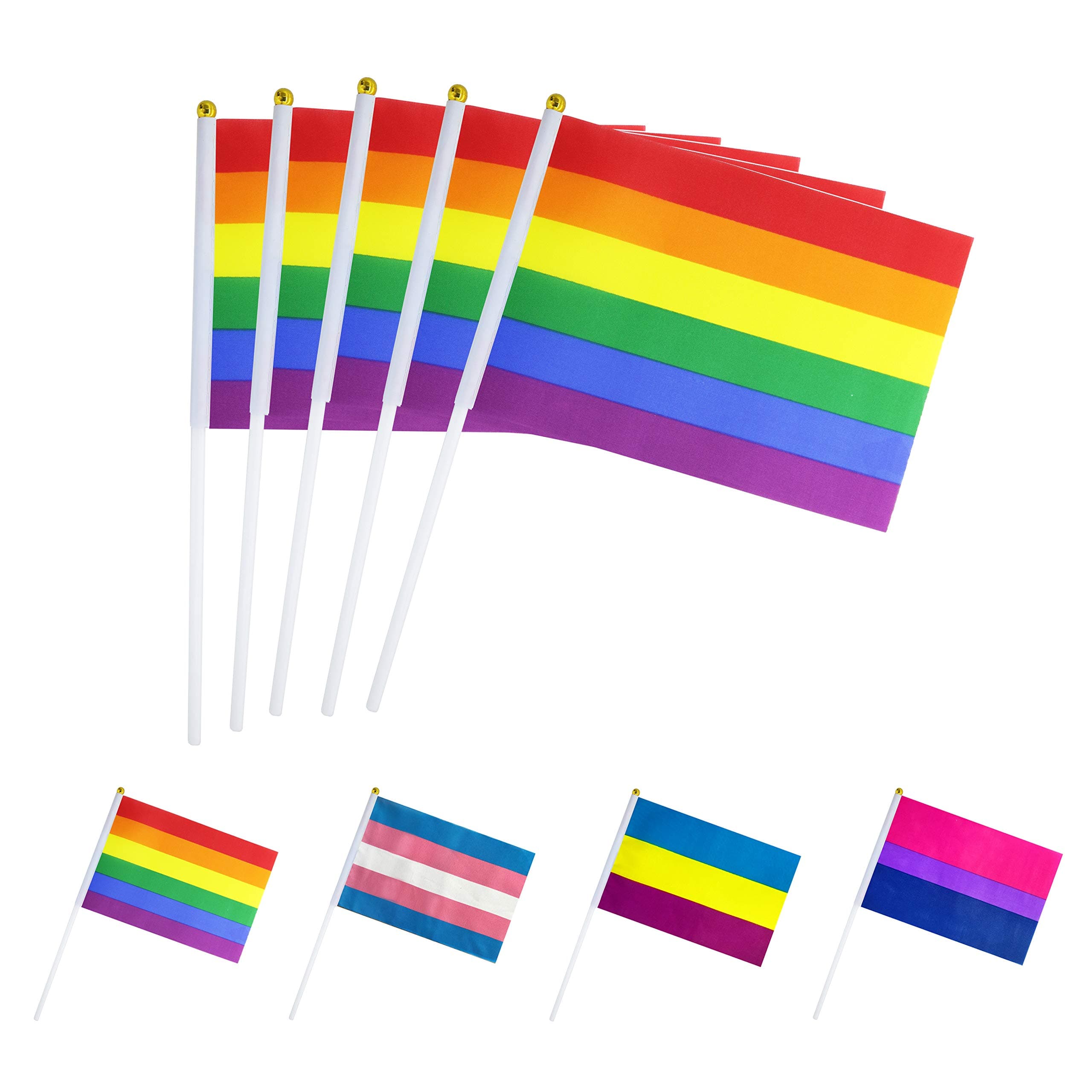 TSMD Rainbow Pride Gay Stick Flag,50 Pack Small Mini Hand Held LGBT Flags On Sticks,Decorations Supplies For Mardi Gras,Gay Pride Rainbow Party