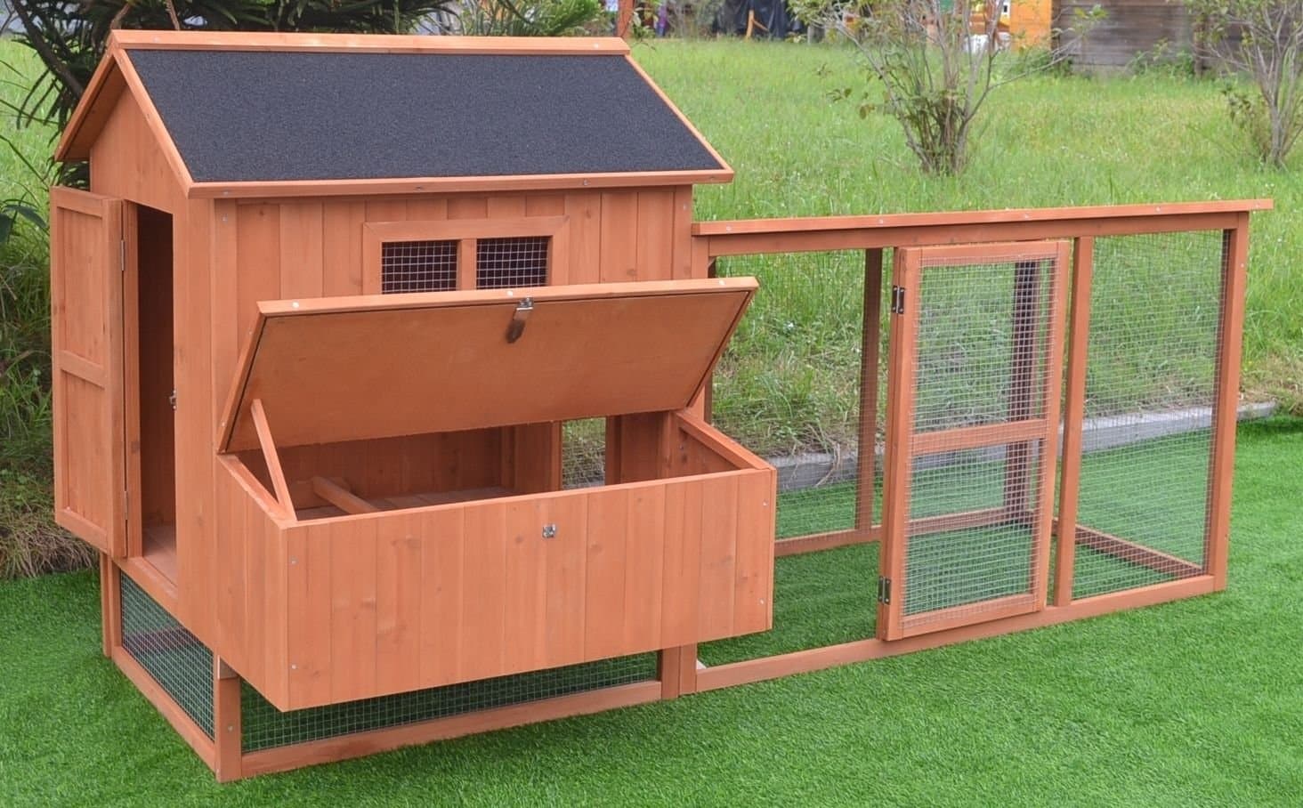 Large 87" Deluxe Solid Wood Hen Chicken Cage House Coop Huge w/Run Nesting Box