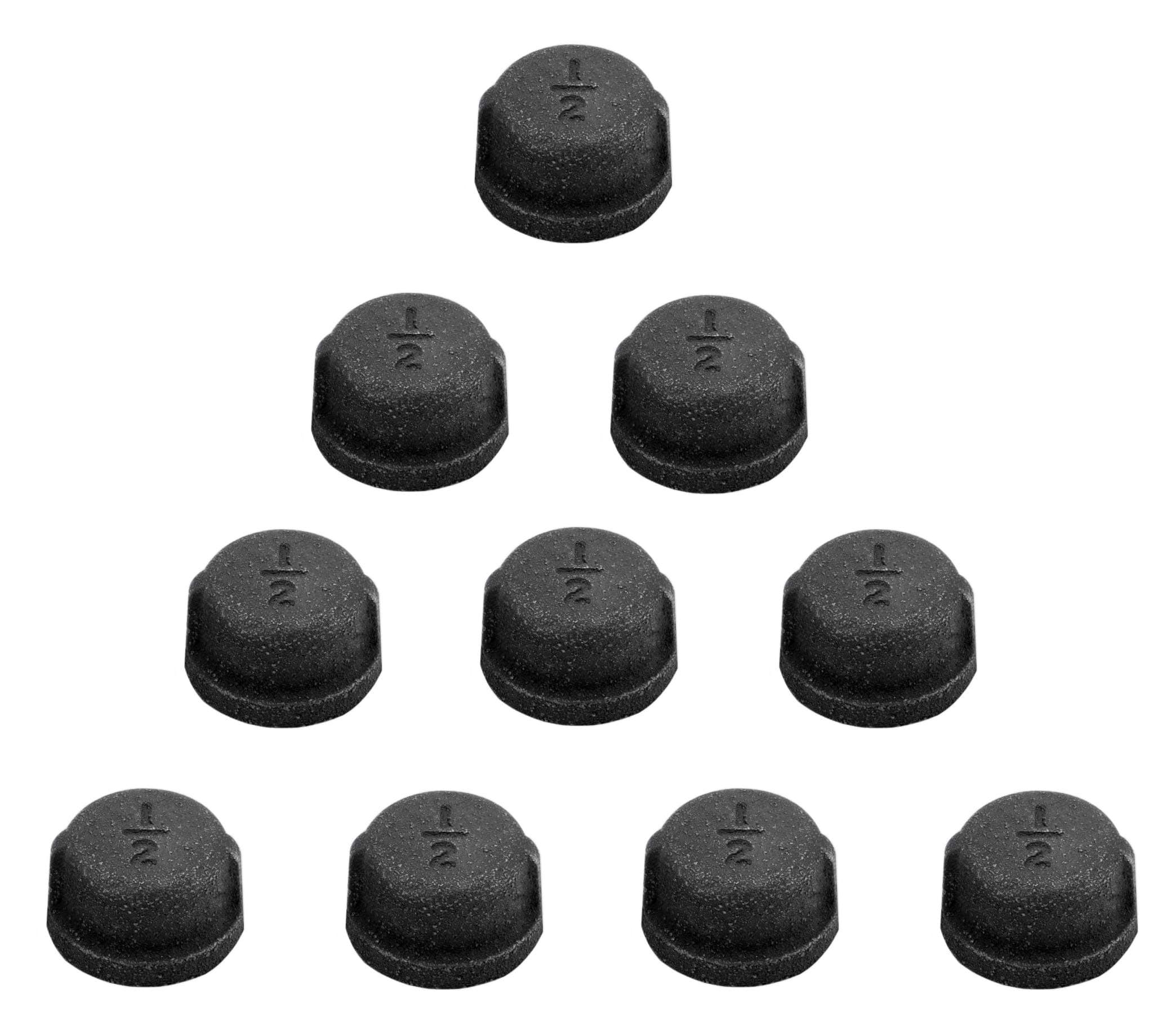 1/2 Inch Malleable Cast Iron Black Pipe Caps Pipe Fittings for DIY Vintage Furniture 10 Pack