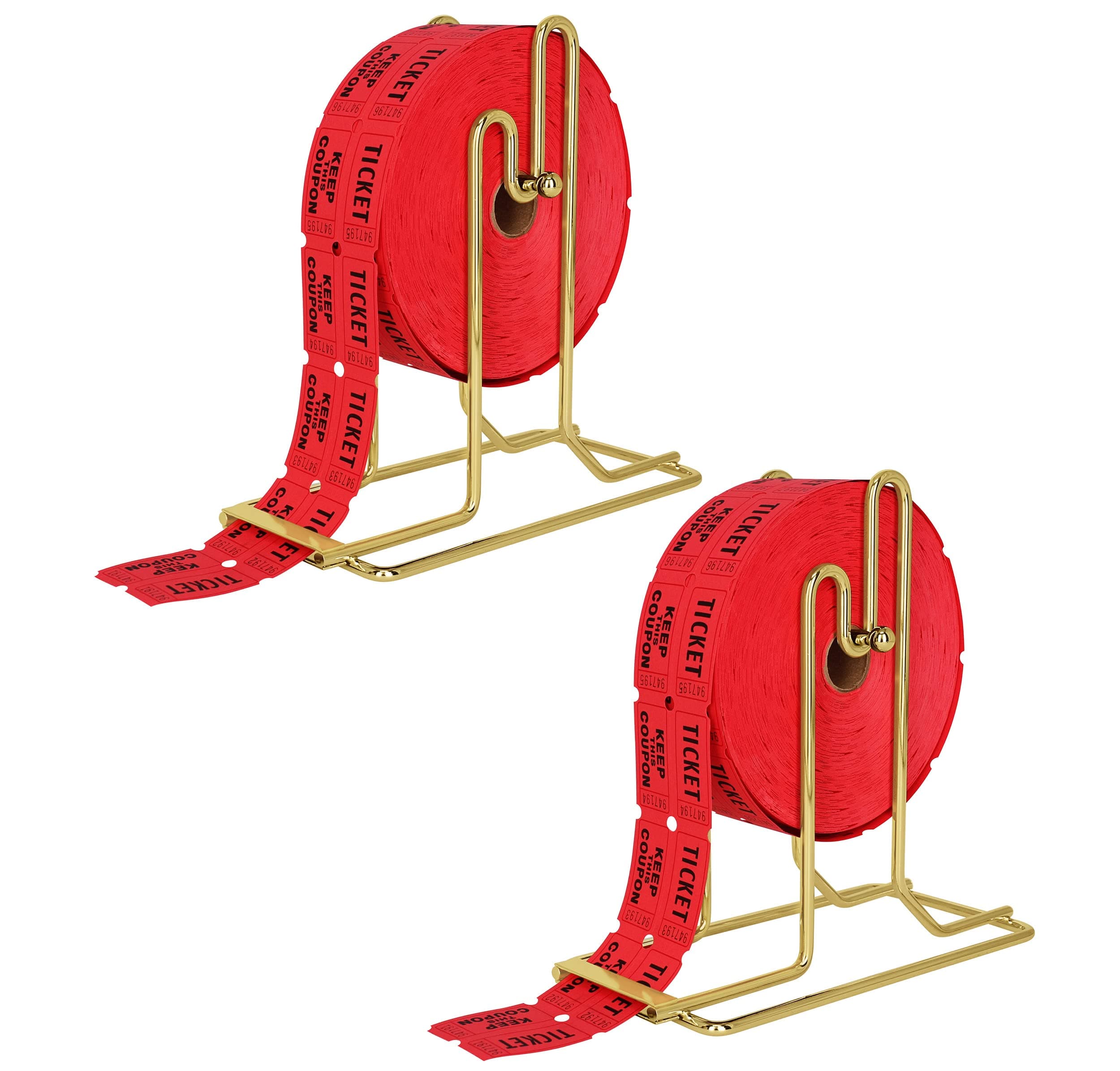 Jigitz Raffle Ticket Holder Stand 2 Pack - Brass Ticket Dispenser Puller Manual Raffle Ticket Dispenser Machine for Single and Double Drink Tickets, Games, Community Events, or School Fundraisers