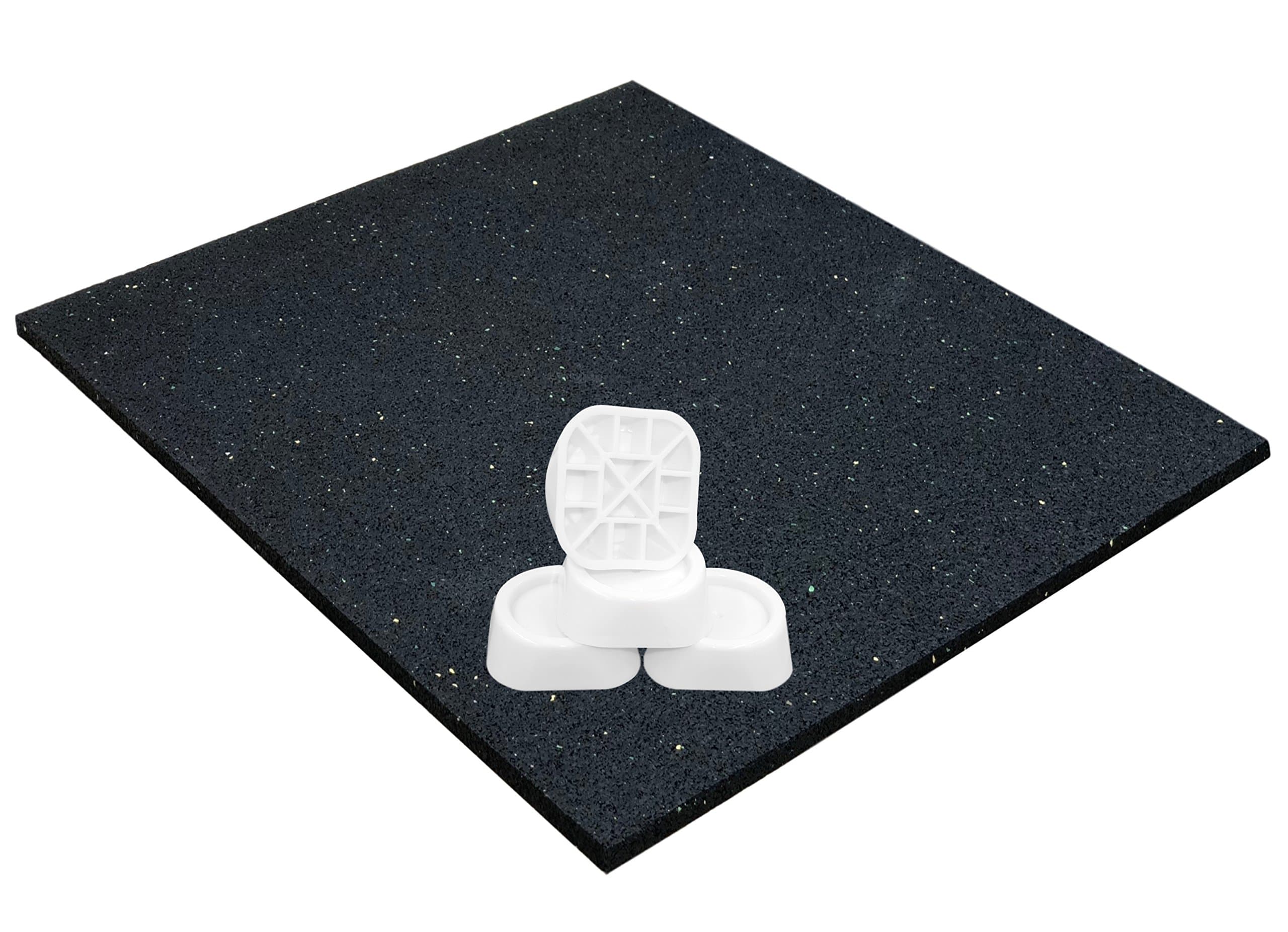 Anti-Vibration Washing Machine Mat, Universal 62 x 60 x 0.6 cm and Anti Vibration Damper Set of 4, Anti-Slip Pad Dryer, Oscillation Damper Feet, Vibration Absorber, Single Pack