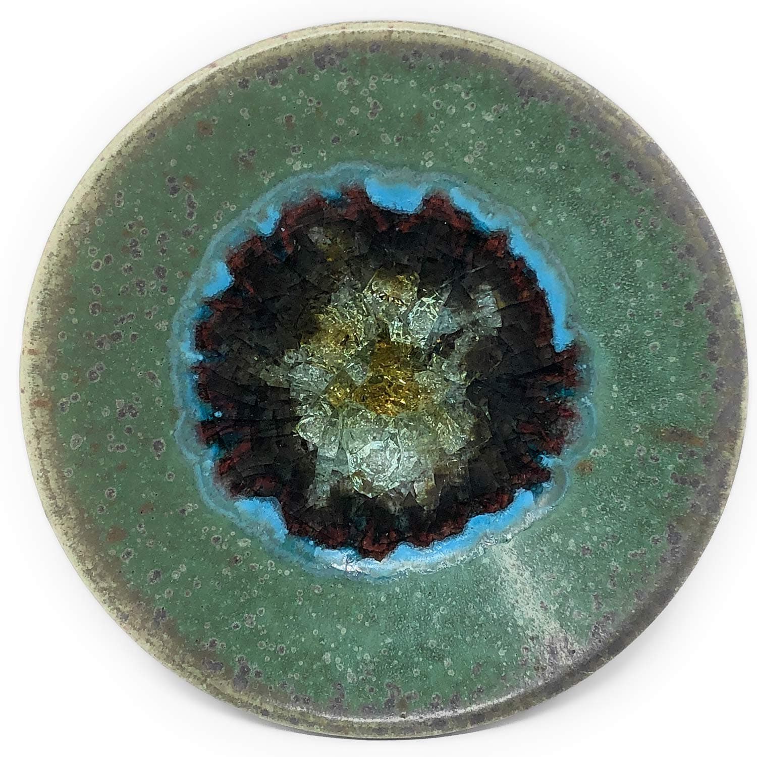 Small Dish with Fused Glass, Green