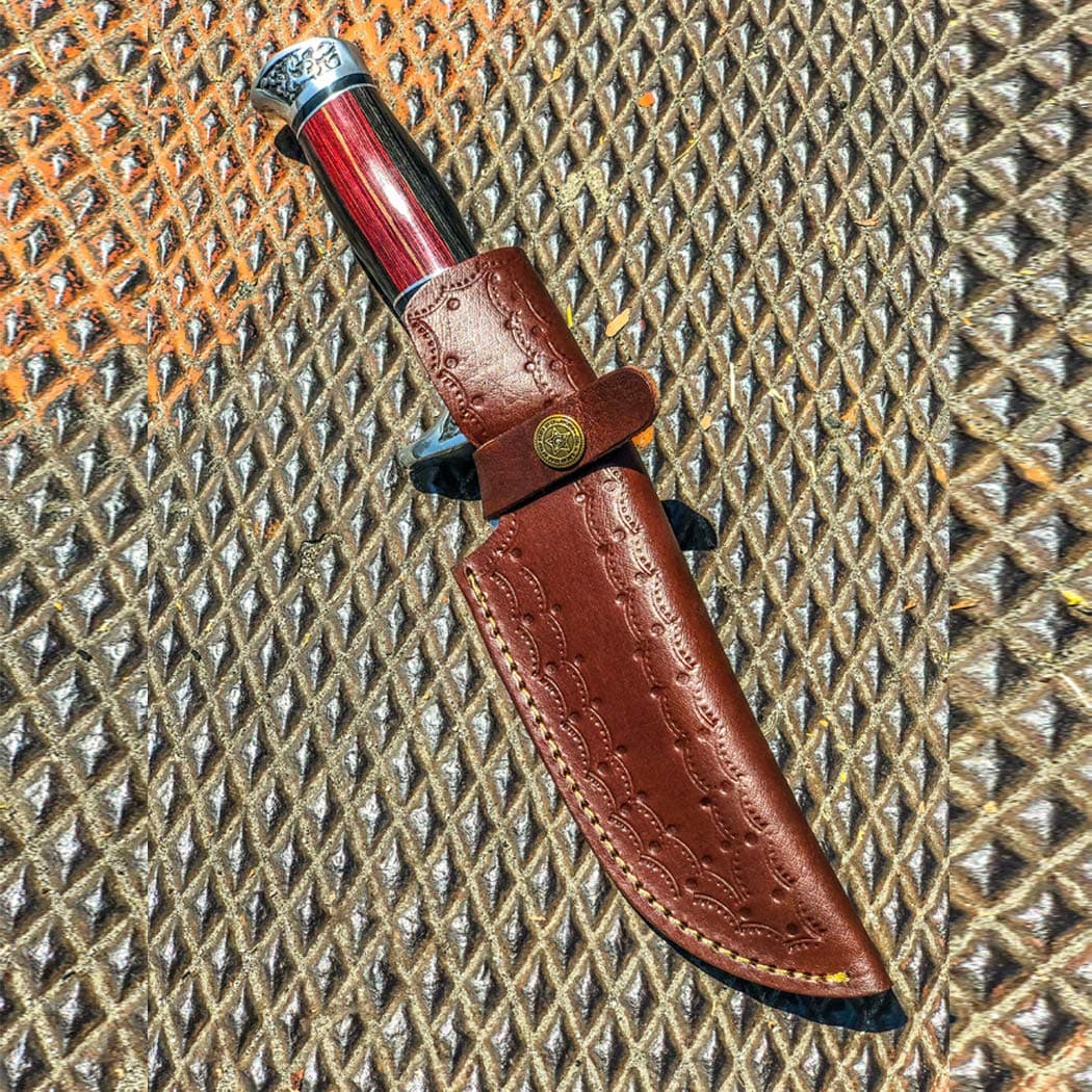 9" Handmade Real Leather Sheath for Fixed Hunting Blade Knife Engraved/Belt Loop