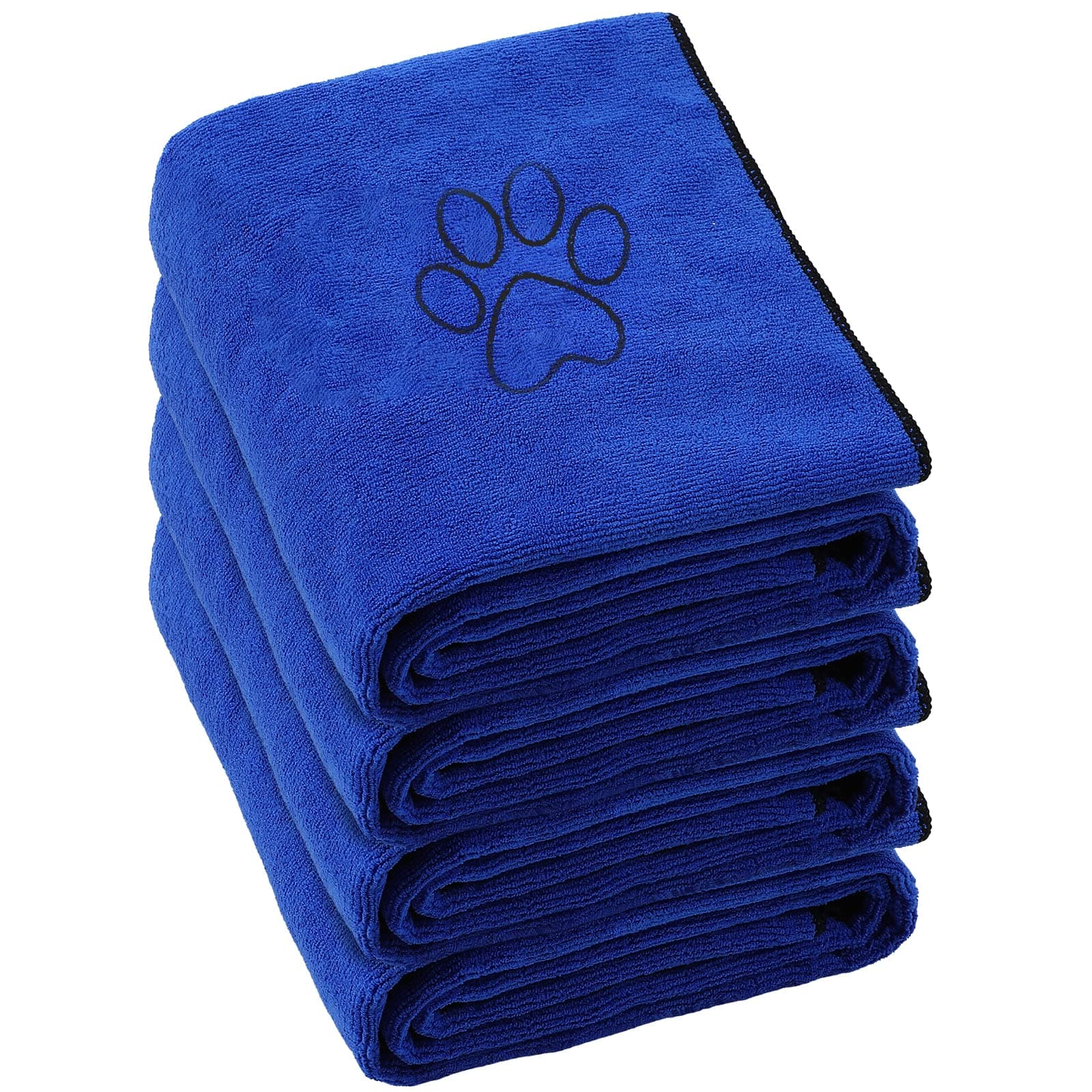Chumia4 Pack Dog Towels for Drying Large Microfiber Grooming Tools Absorbent Soft Bath Supplies with Embroidered Paw for Small Medium Pet Products(30 x 50 Inch,Blue)
