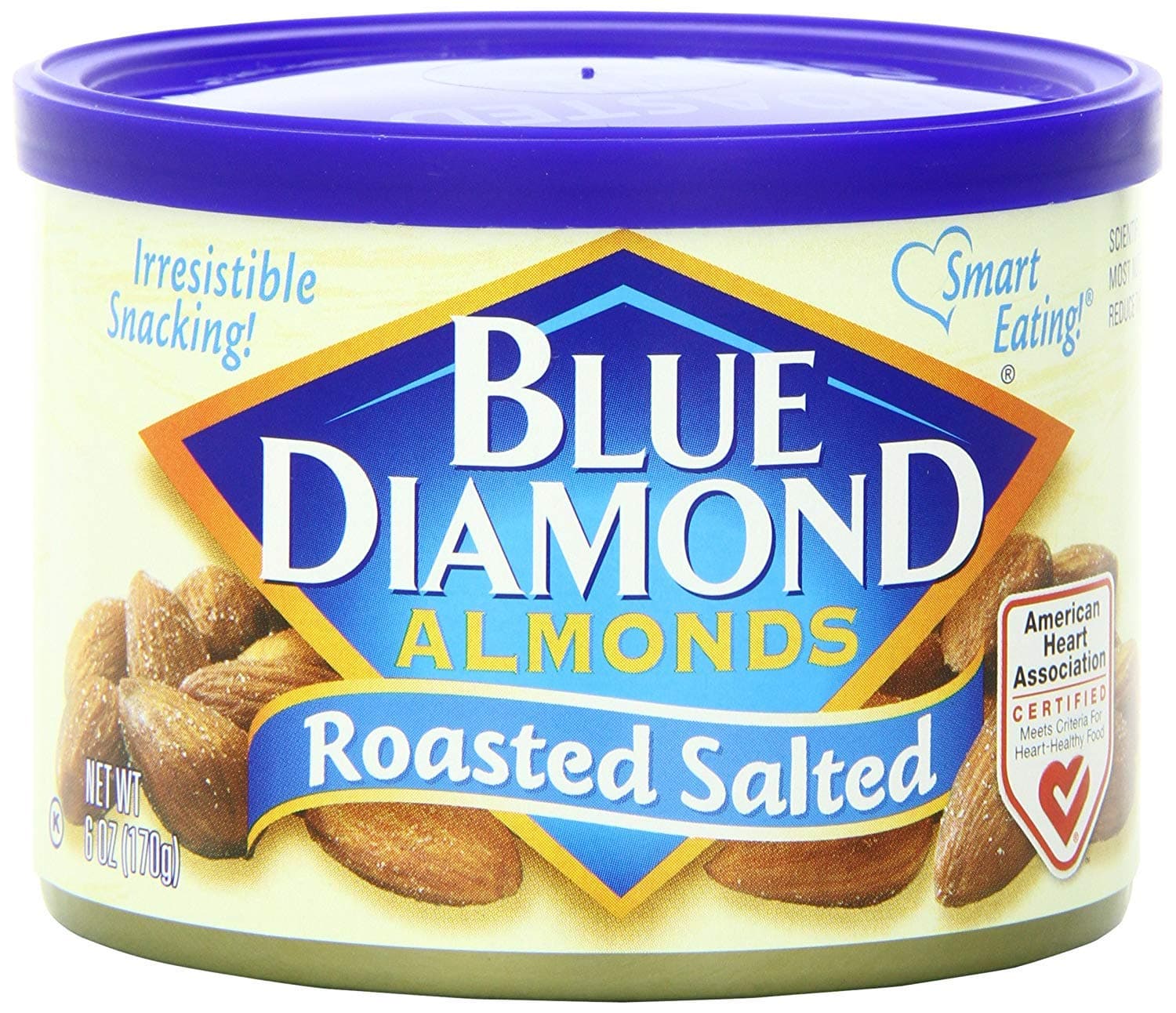 Blue Diamond Almonds, Roasted Salted Snack Nuts, 6 Ounce Can (Pack of 12)
