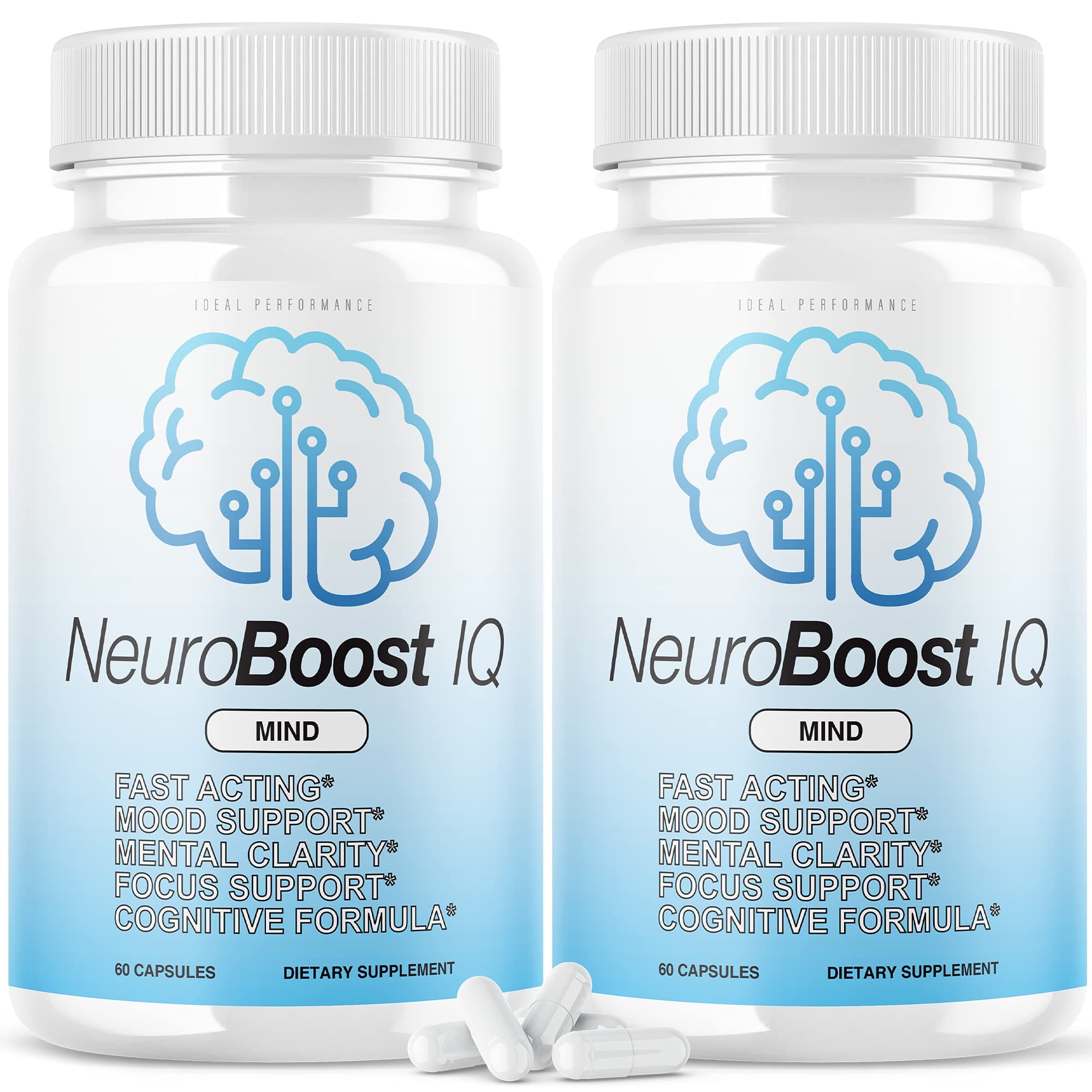 IDEAL PERFORMANCE (2 Pack) Neuro Boost IQ Supplement Brain Pills Mind Ben Carson Neurobooster Neuroboostiq (120 Capsules)