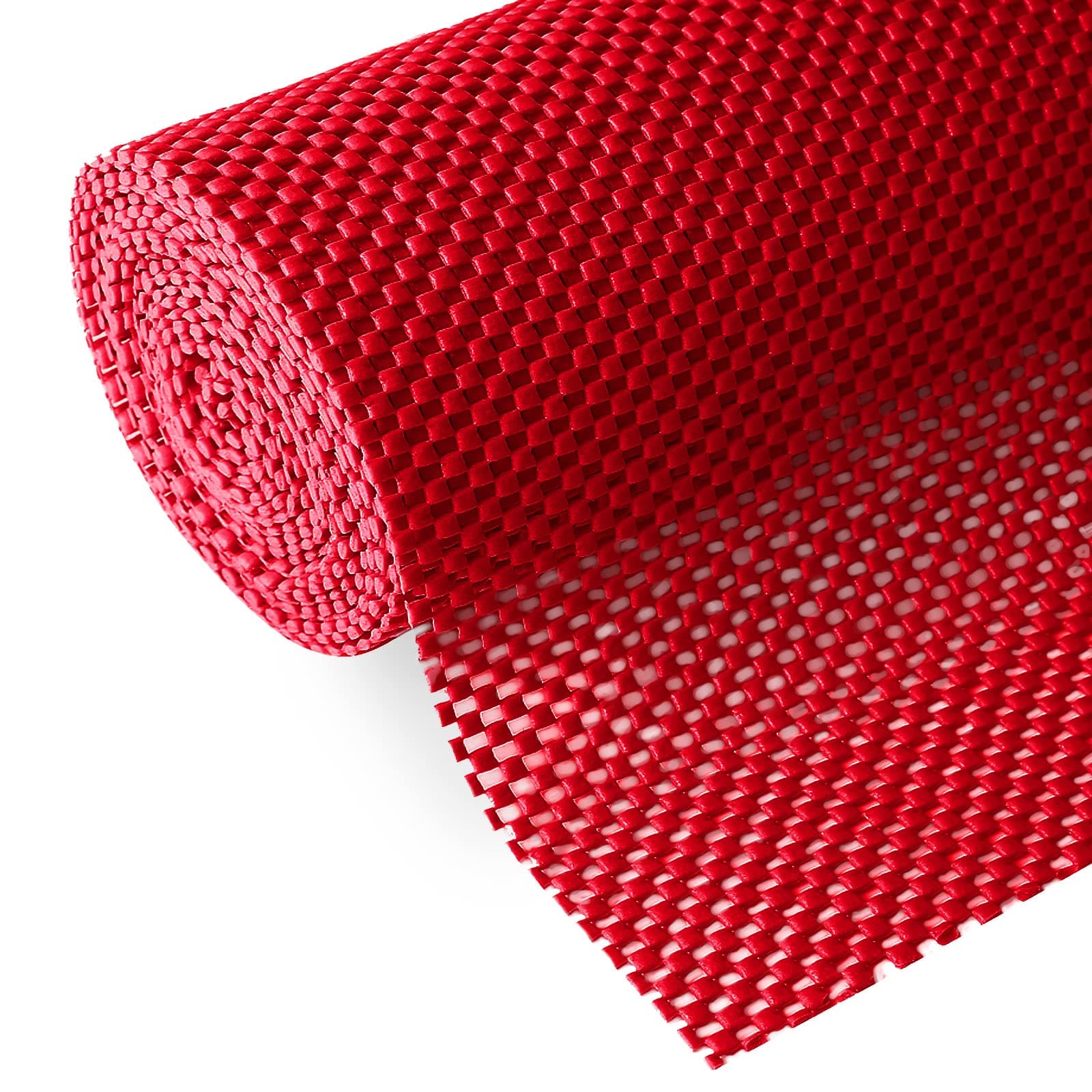 Rubberized Shelf Liner, Non-Adhesive Roll Drawer Liners 12 Inches x 20 Feet for Drawers, Non Slip Grip Durable Strong Clean, for Cabinets, Kitchen, Storage, Desks, Kitchenware, Tableware, Red
