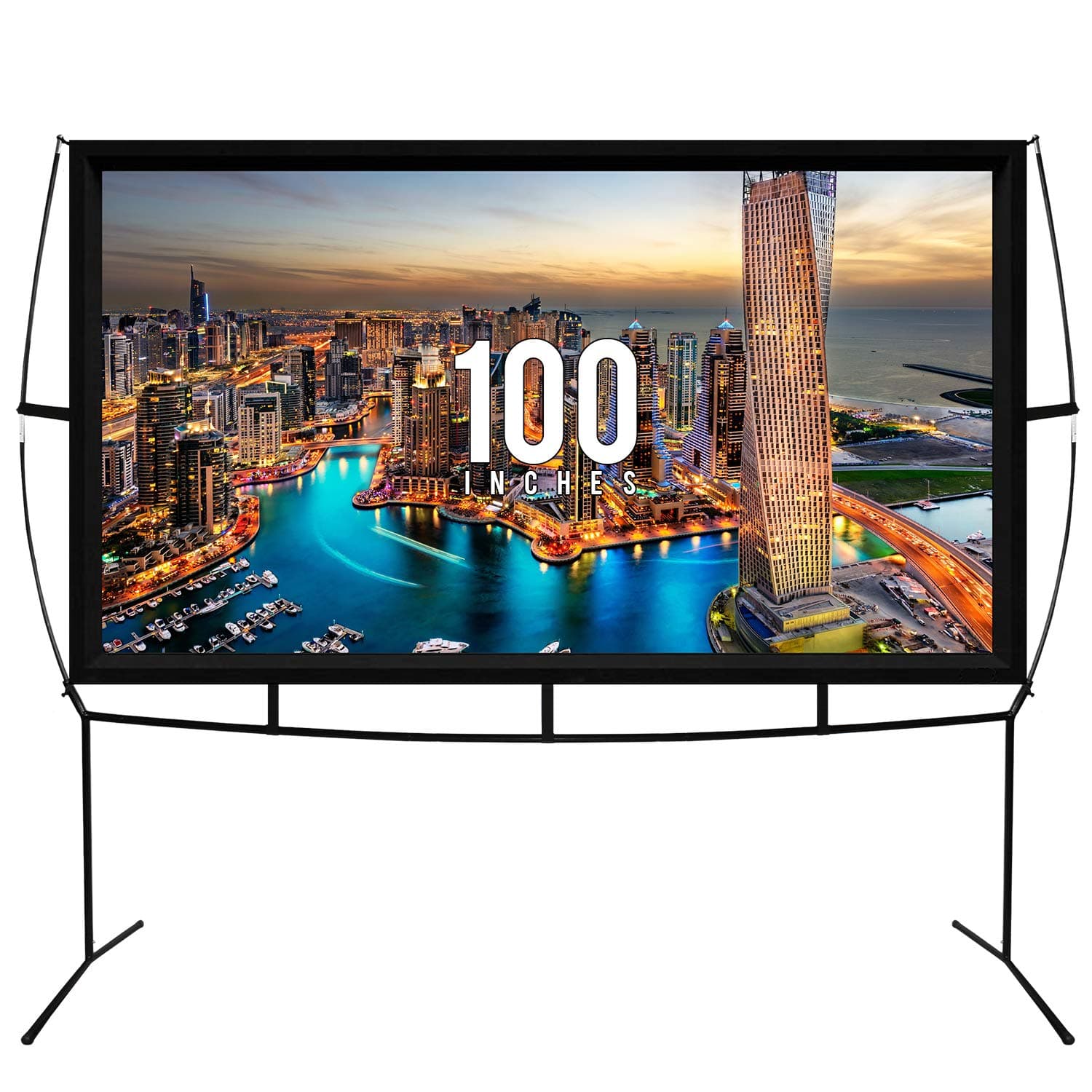 KHOMO Gear Portable Projector Screen - 100 Inch Projector Screen with Stand - Outdoor and Indoor Projector Screen for Movie Nights, Home Theatre, and Presentations - Front and Rear Projection Screen