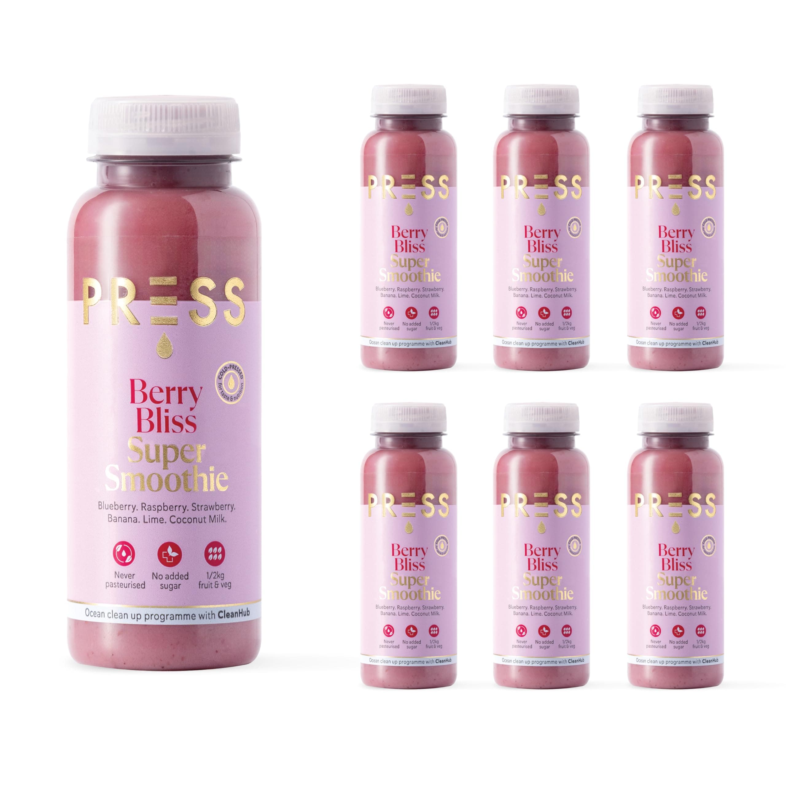 – Press, Berry Bliss Super Smoothie, 250ml X 6, Cold Pressed Berry Smoothie, Vegan Friendly