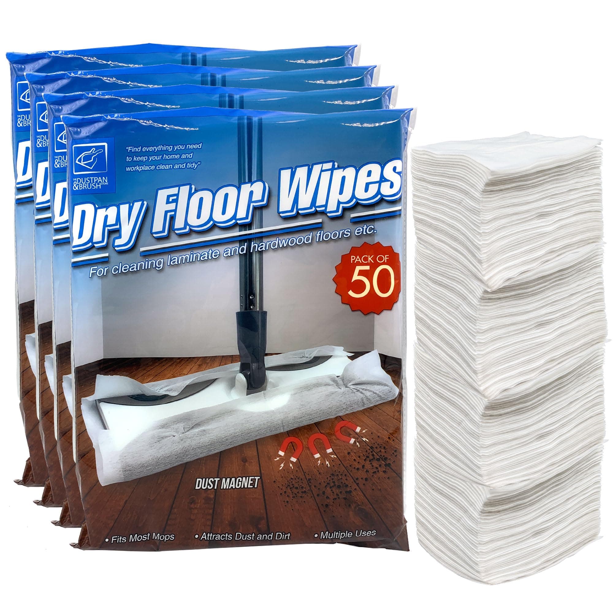 Pack of 200 Disposable Microfibre Electrostatic Floor Cloths For Flat Swivel Mop Multi Fitting Cleaning Wipes - 21cm x 29cm Fits Most Mops Like Swiffer Etc By The Dustpan and Brush Store ®