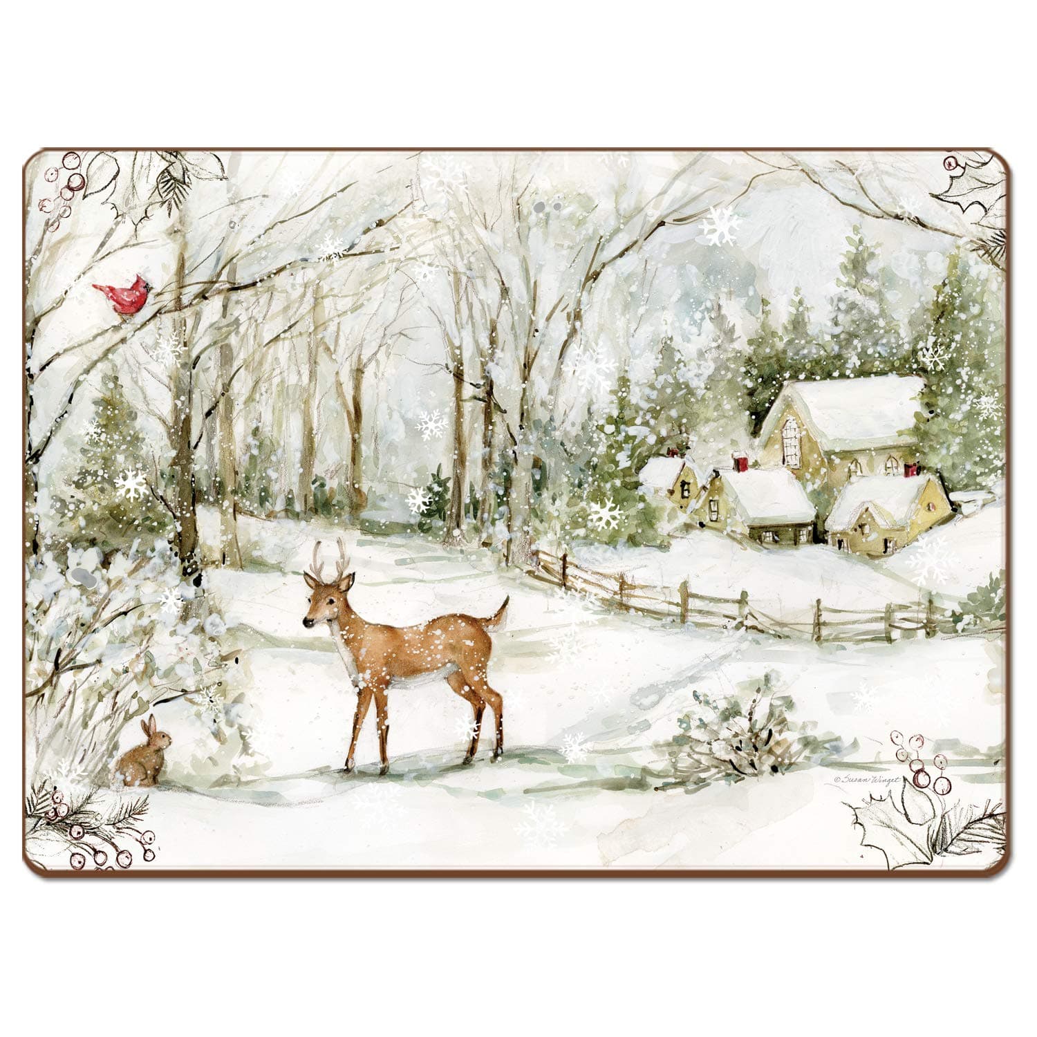 Cala HomeWinter Forest by Susan Winget Hardboard Placemat Boxed Set of 4