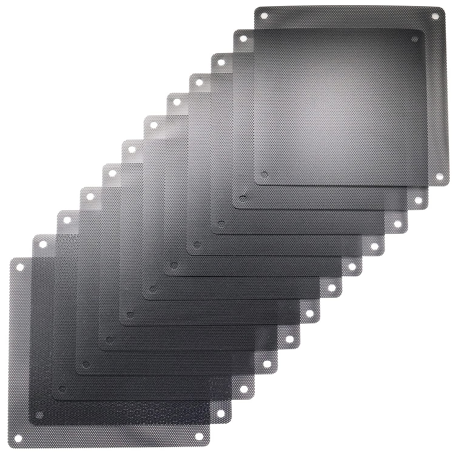 12 Pcs 80mm PVC Black PC Cooler Fan Dust Filter Dustproof Case Cover Computer Mesh