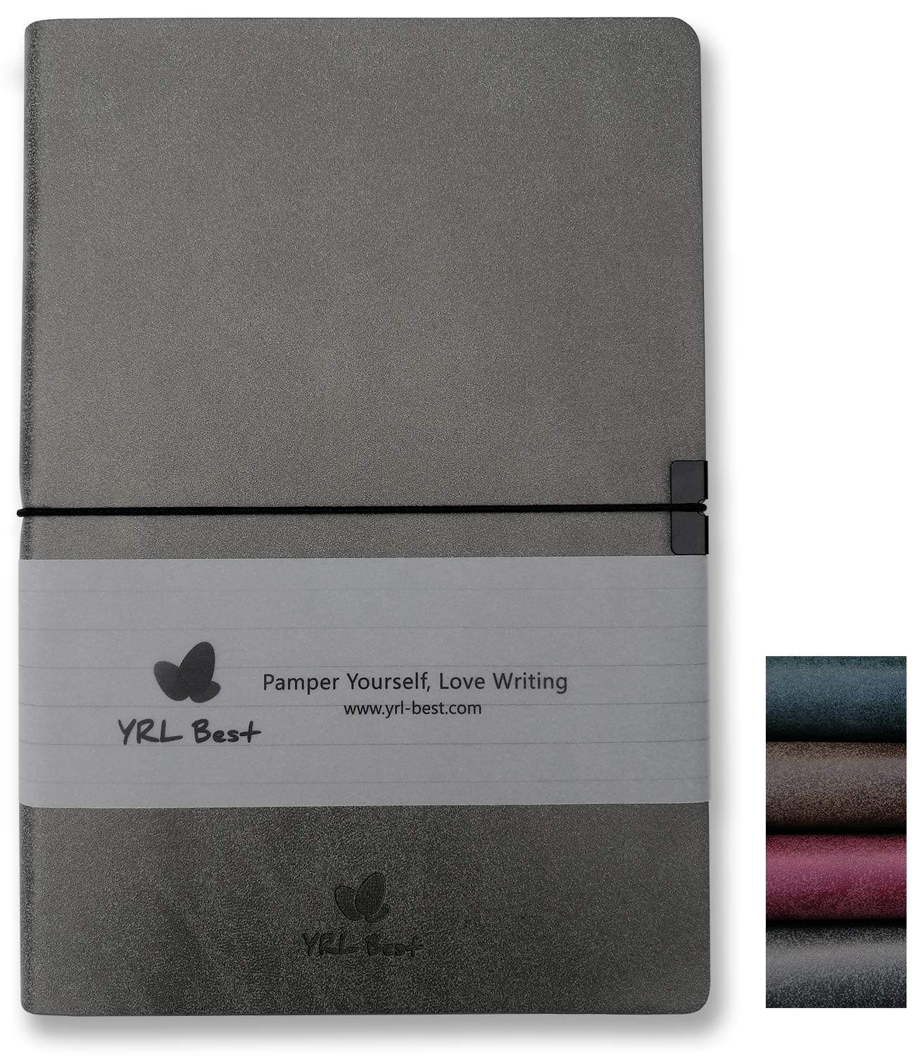 YRL Best Writing Journal/Notebook, Wide Ruled/Lined, A5, 5.8x8.3", 304 Pages, Premium Faux Leather Soft Cover, Sewn Bound, Inner Pocket, Lays Flat, Executive/Business/Professional Style, Gray/Grey