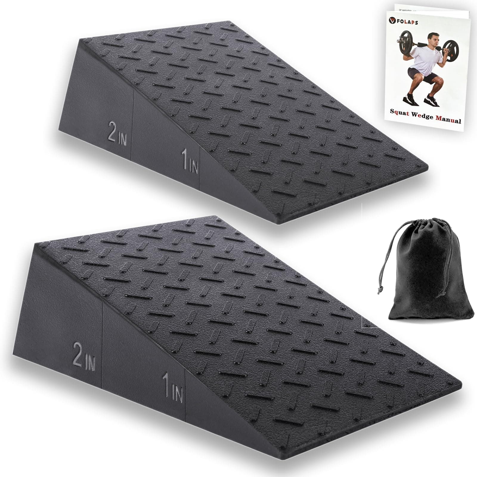 Squat Wedge Block with Guide for Heel Elevated Squat Weightlifting Slant Board for Squats with Carry Bag to Improve Mobility Balance and Strength Performance